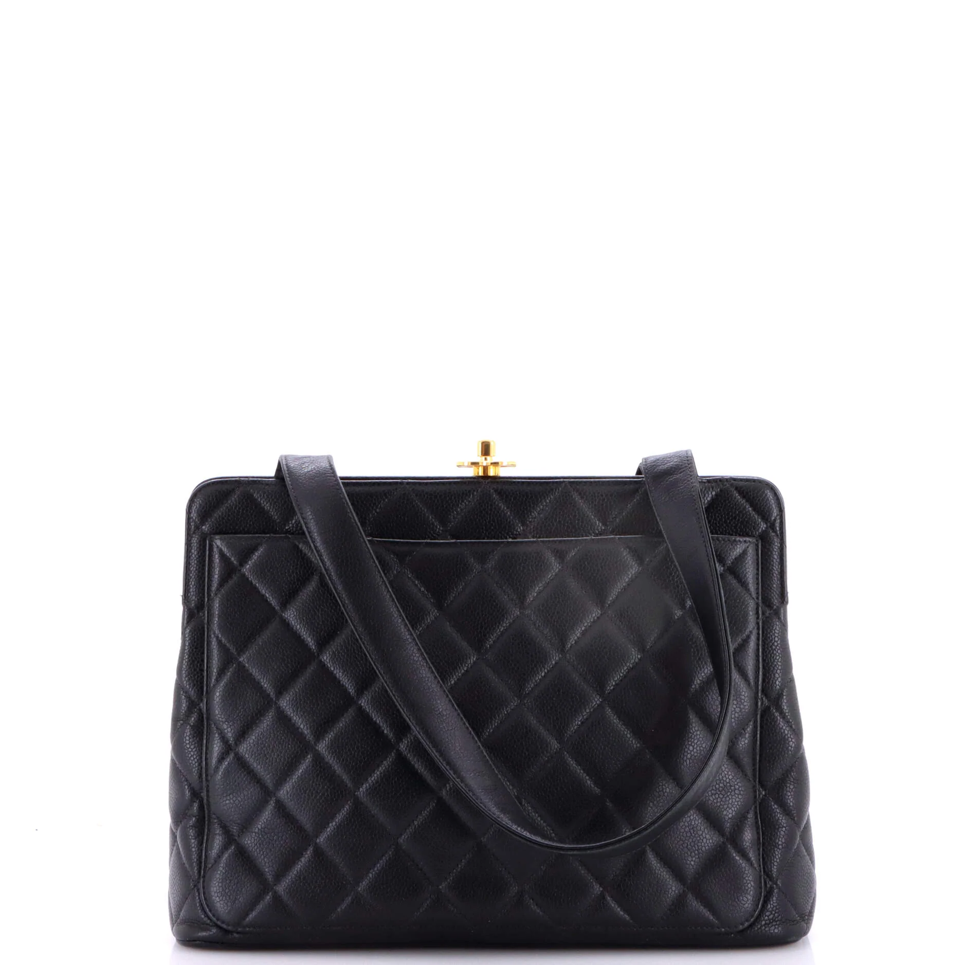 Vintage Kisslock Frame Tote Quilted Caviar Large - Image 4