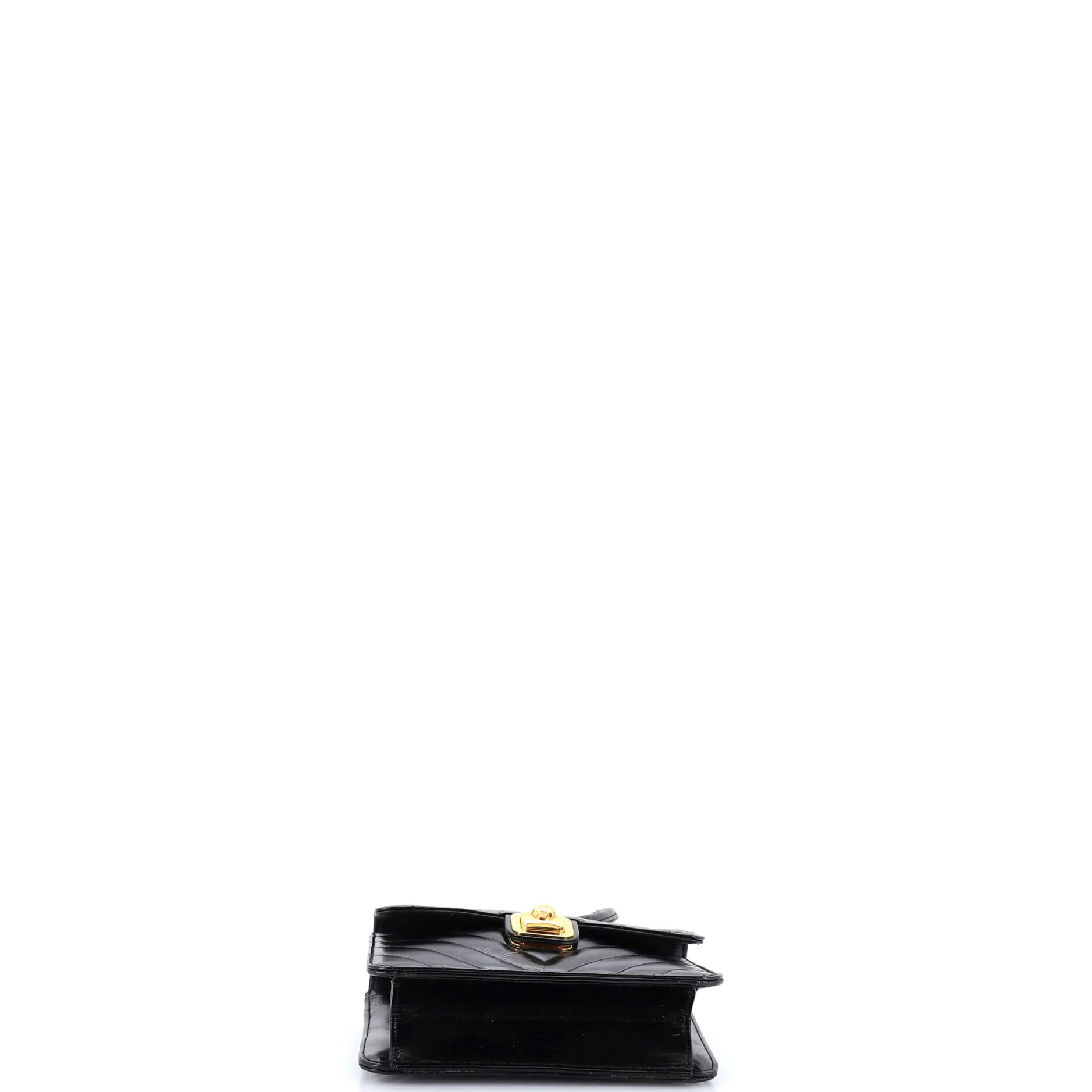 Vintage Push Lock Flap Bag Chevron Lambskin Small - Image 4