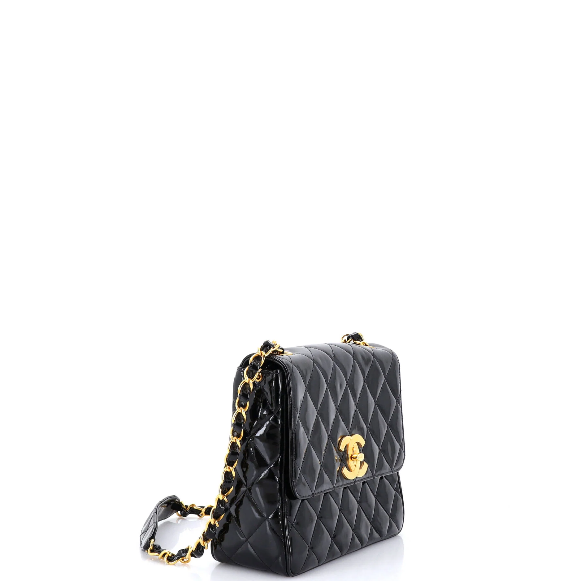 Vintage Square CC Flap Bag Quilted Patent Medium - Image 3