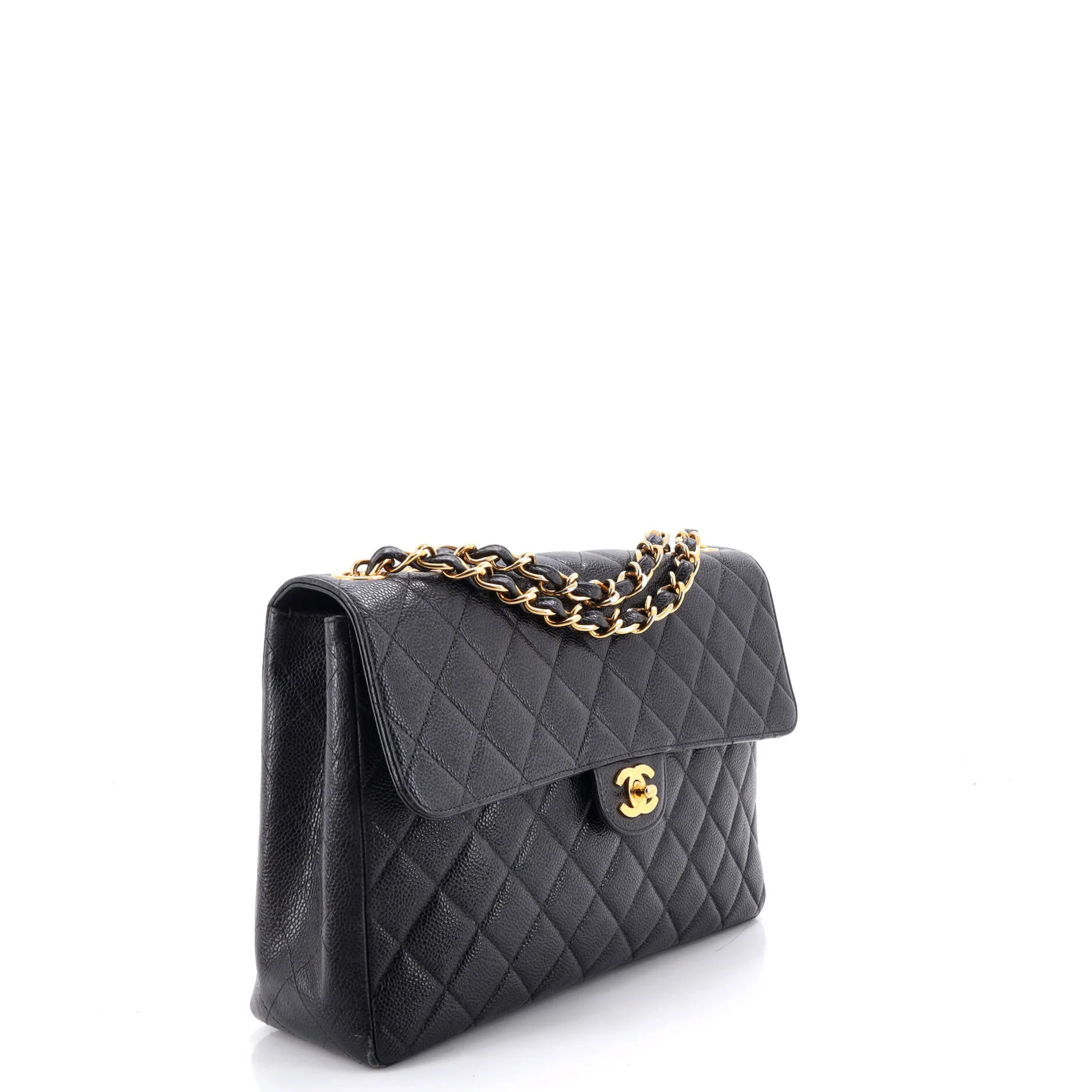 Vintage Square Classic Single Flap Bag Quilted Caviar Jumbo - Image 2