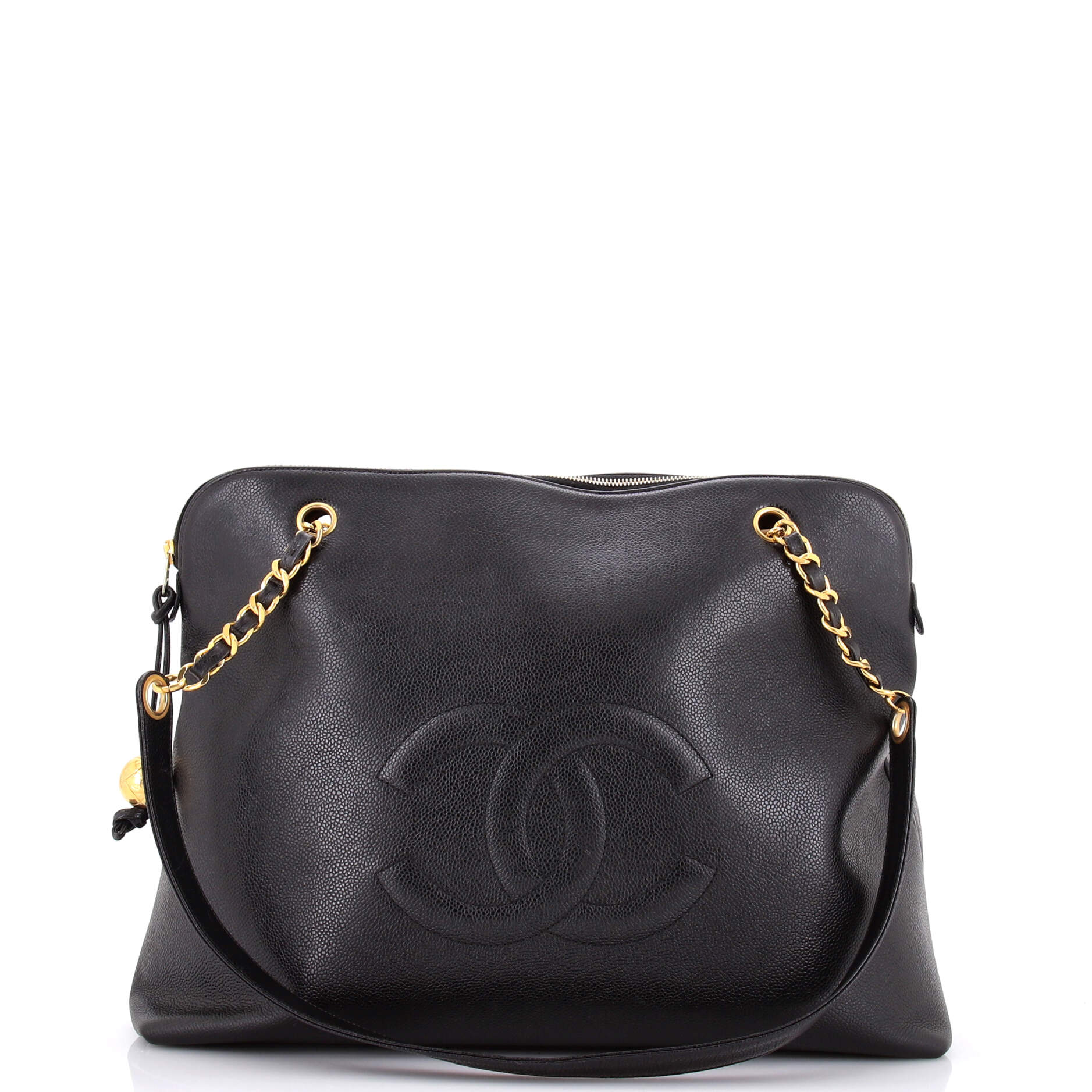 Vintage Timeless Zip Tote Caviar Large