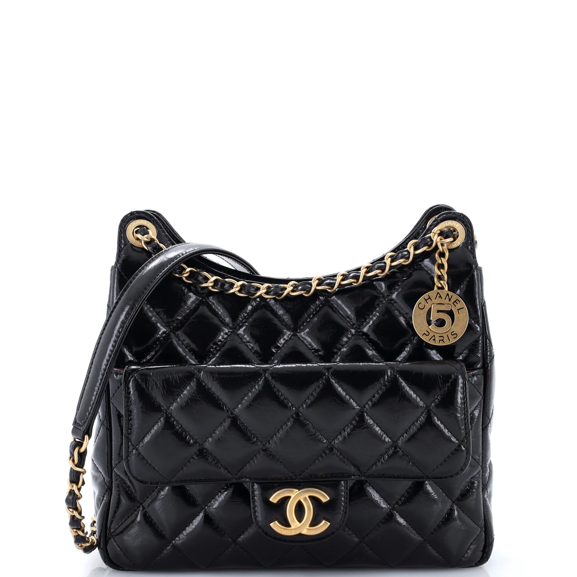 Wavy CC Hobo Quilted Crumpled Calfskin Medium