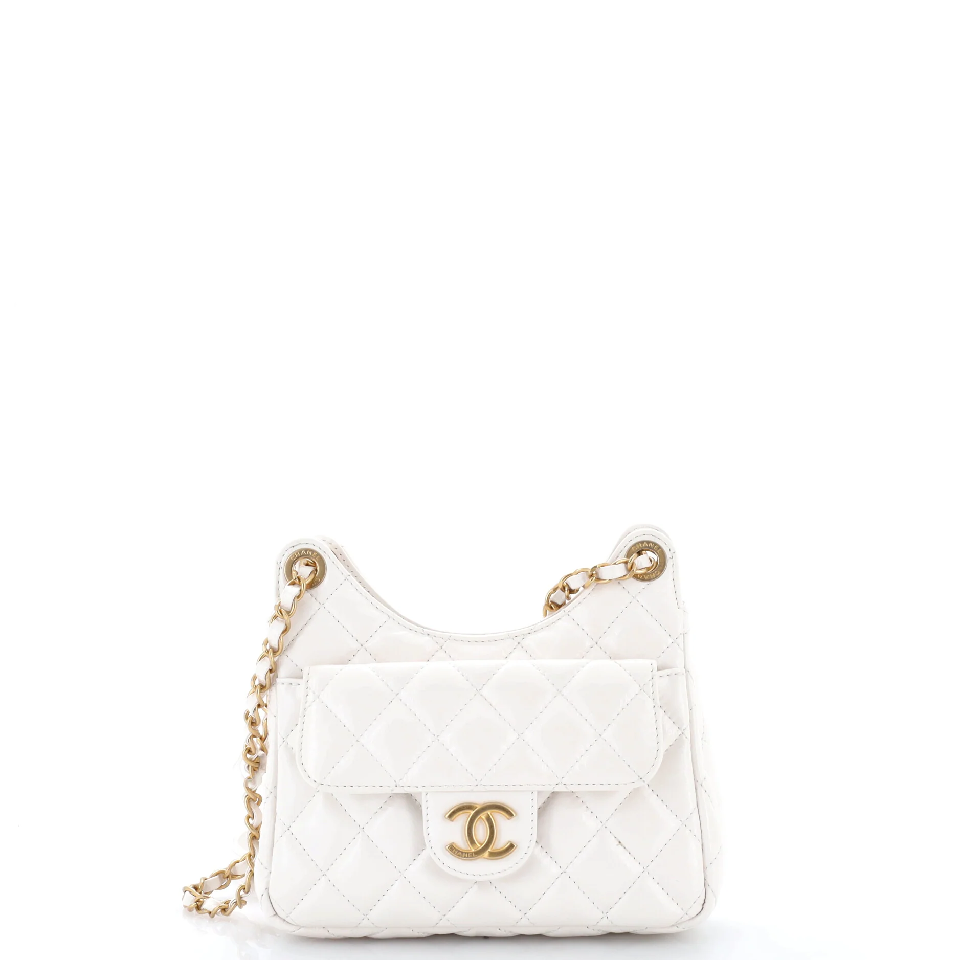 Wavy CC Hobo Quilted Crumpled Calfskin Small