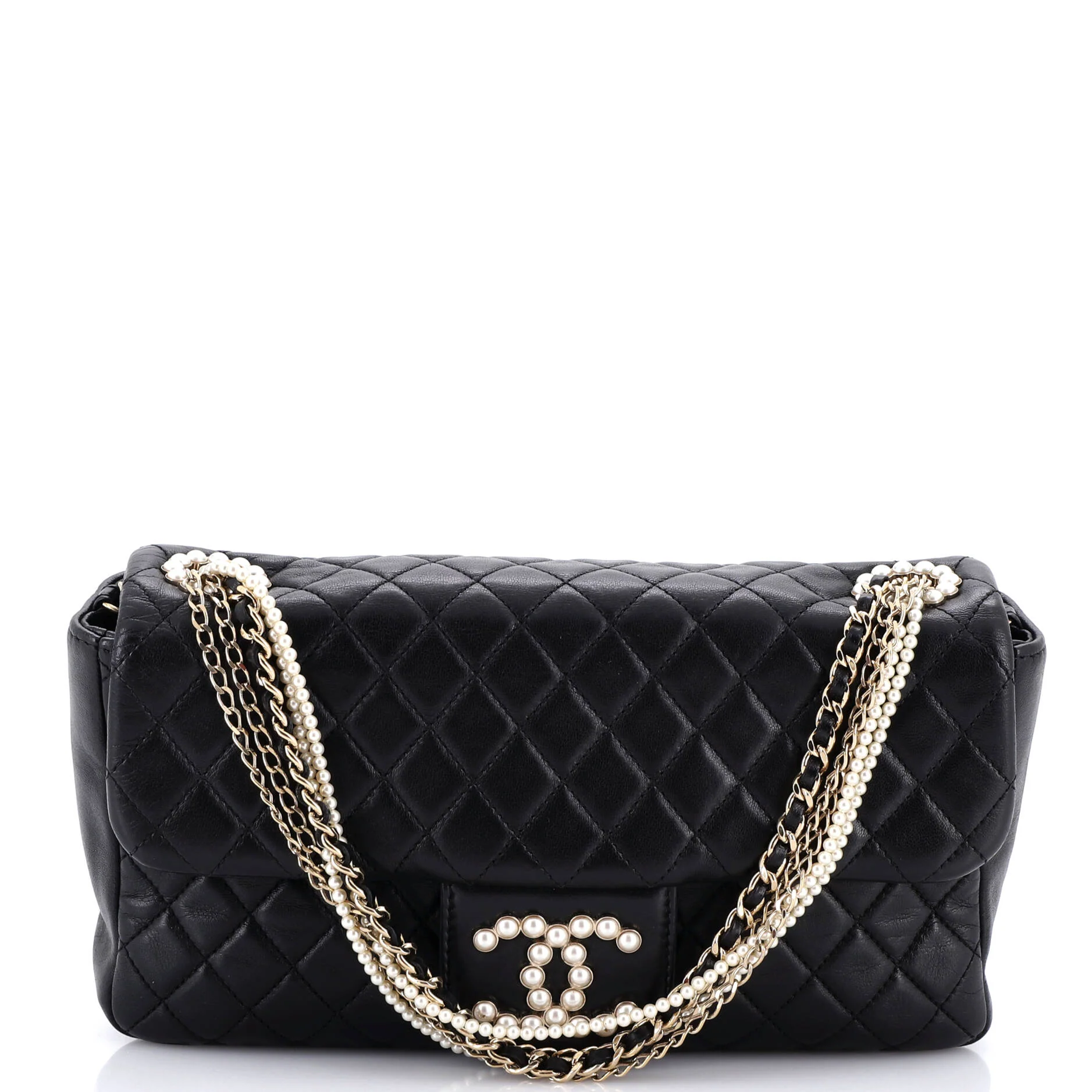 Westminster Pearl Chain Flap Bag Quilted Lambskin Medium