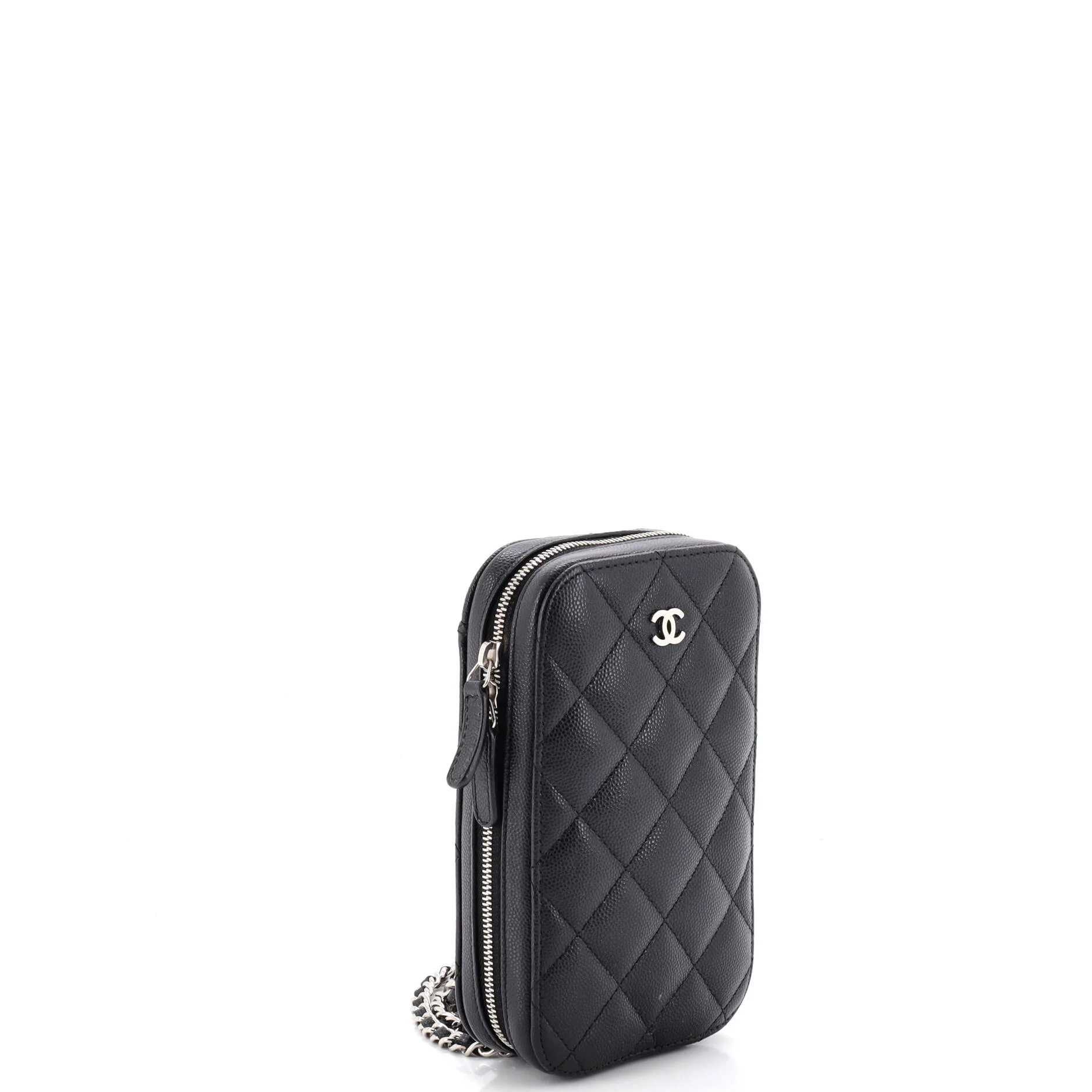 Zip Around Phone Case with Chain Quilted Caviar - Image 2