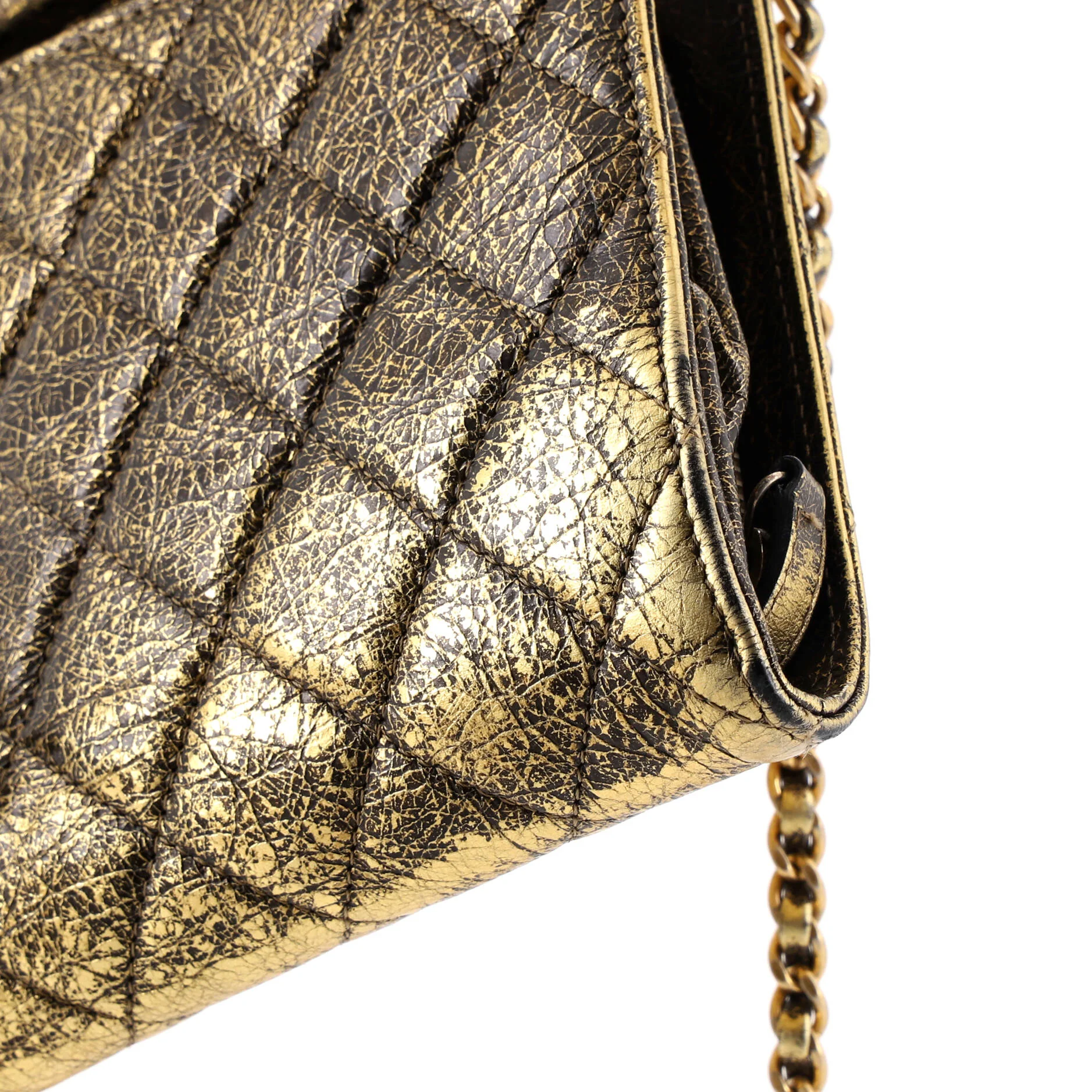Zip Away Chain Clutch Crackled Calfskin - Image 6