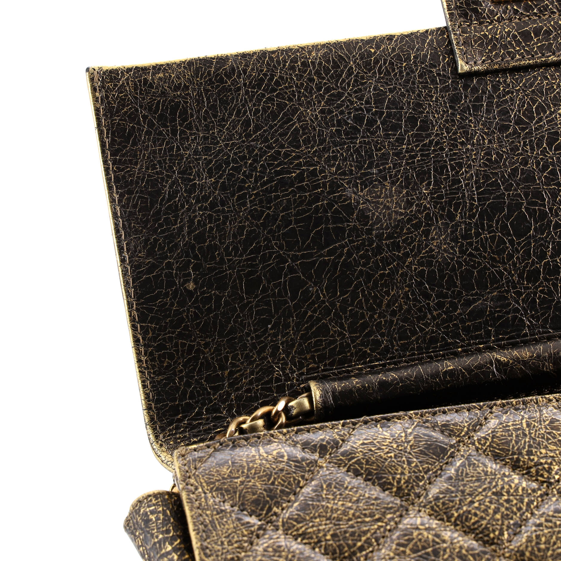 Zip Away Chain Clutch Crackled Calfskin - Image 7