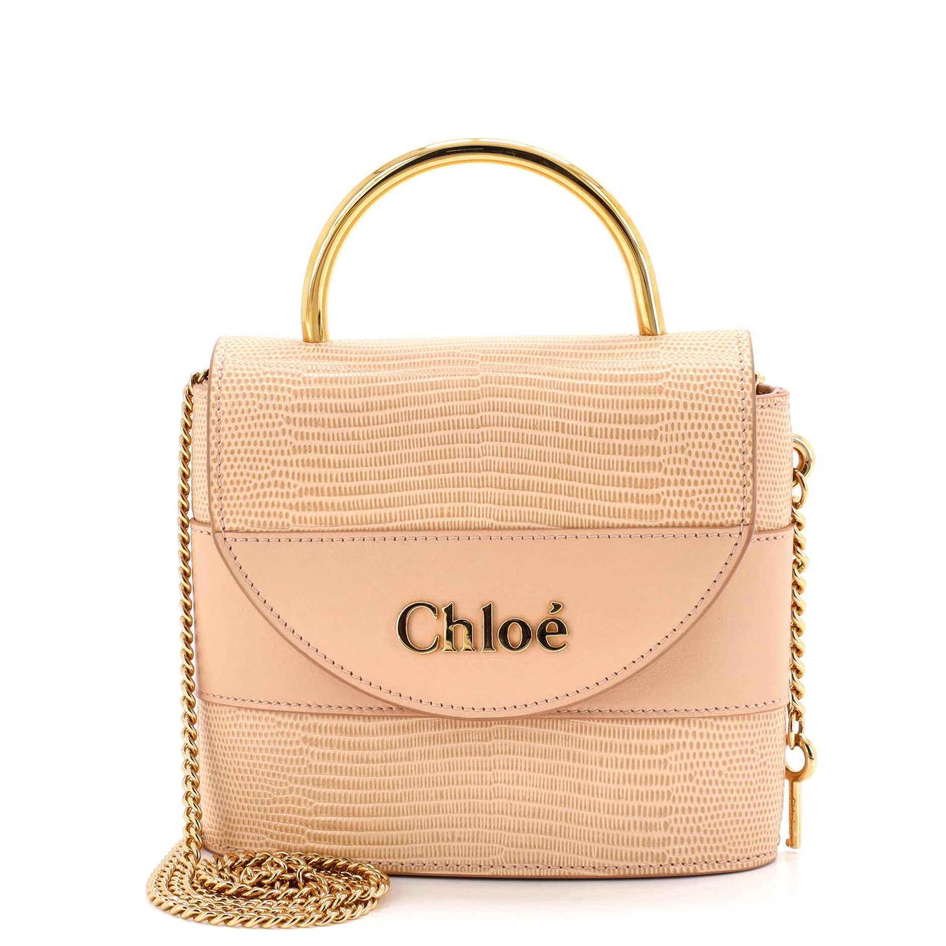 Aby Lock Bag Lizard Embossed Leather Small