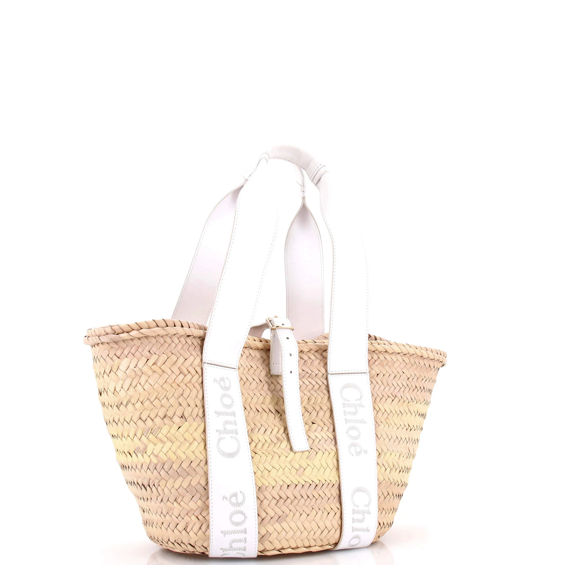 Sense Basket Tote Raffia with Leather Medium - Image 2