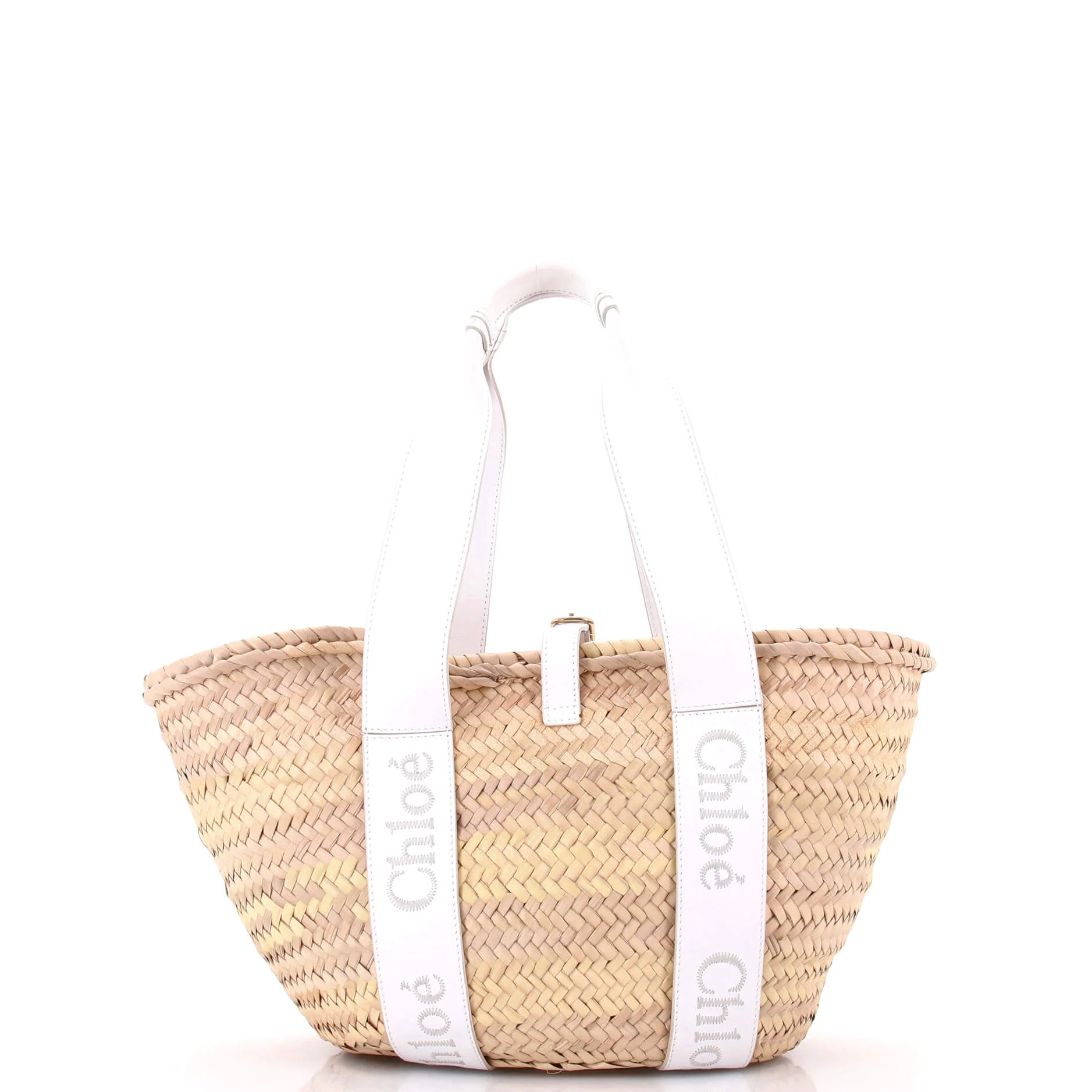 Sense Basket Tote Raffia with Leather Medium - Image 3