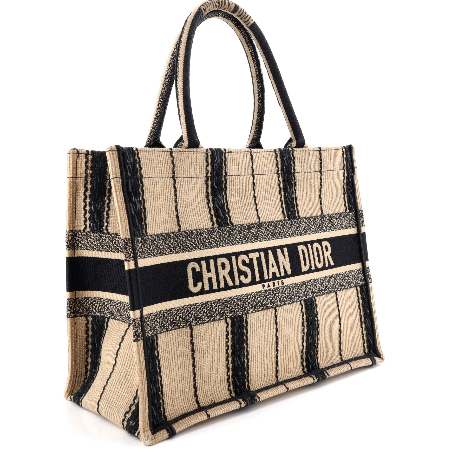 Book Tote Bayadere Stripe Embroidered Canvas Medium - Image 2