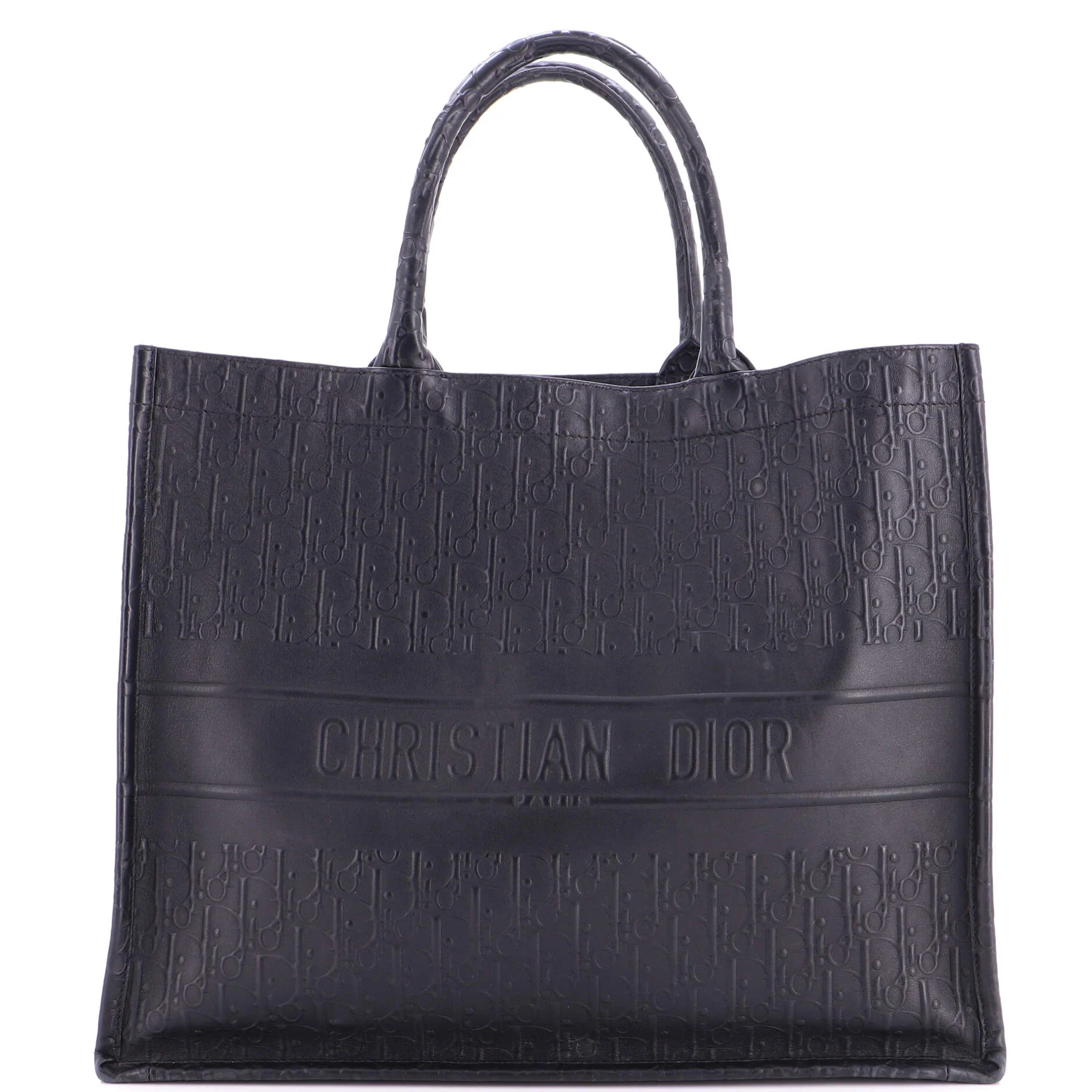 Book Tote Oblique Embossed Calfskin Large