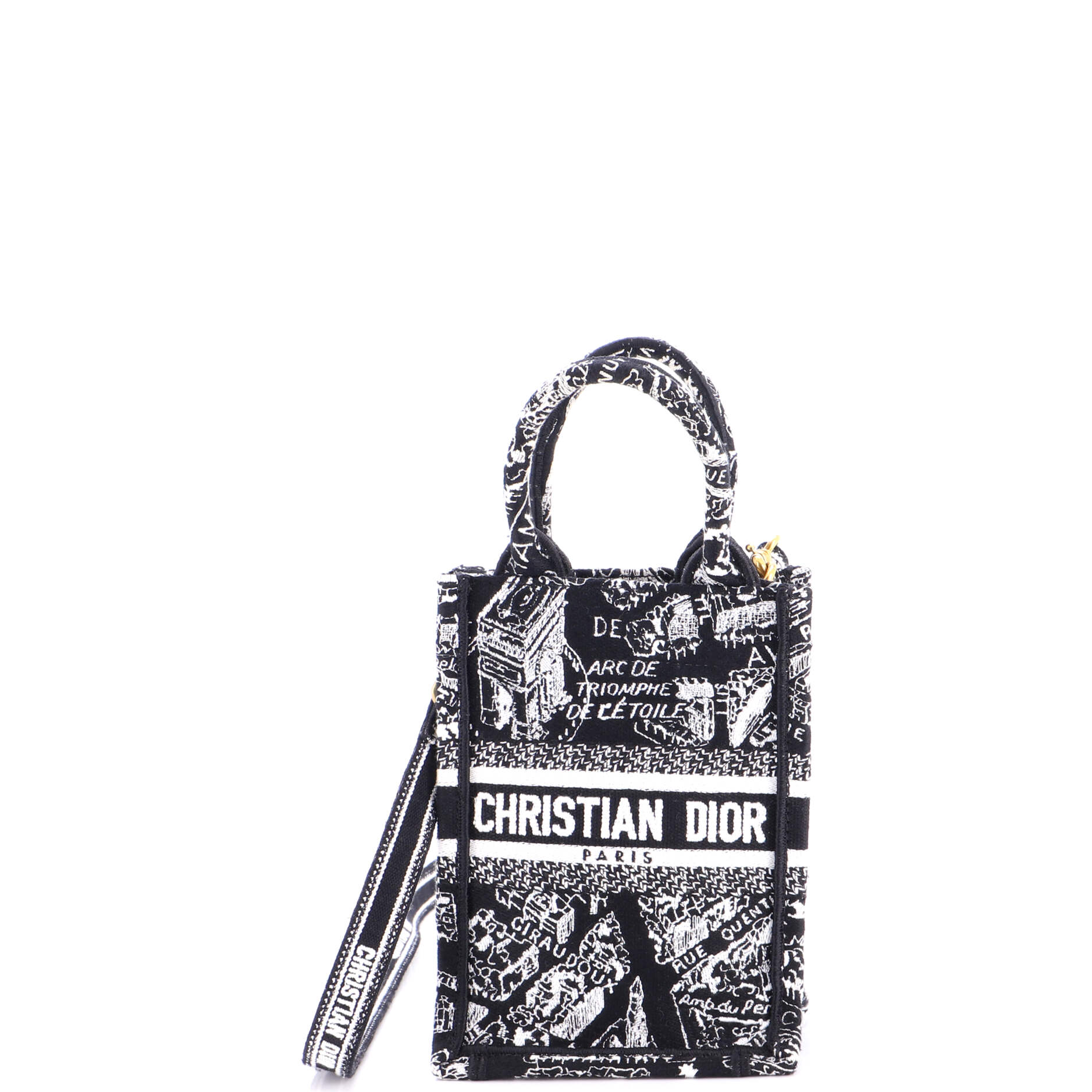 Book Tote Phone Bag Embroidered Canvas Mini