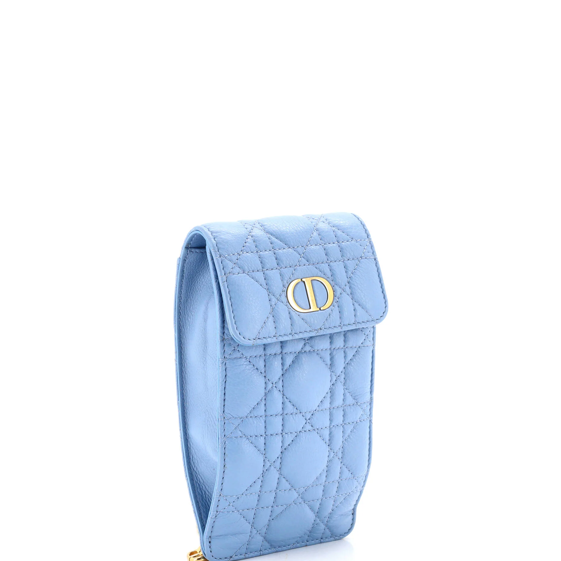 Caro Phone Holder with Chain Cannage Quilt Calfskin - Image 2