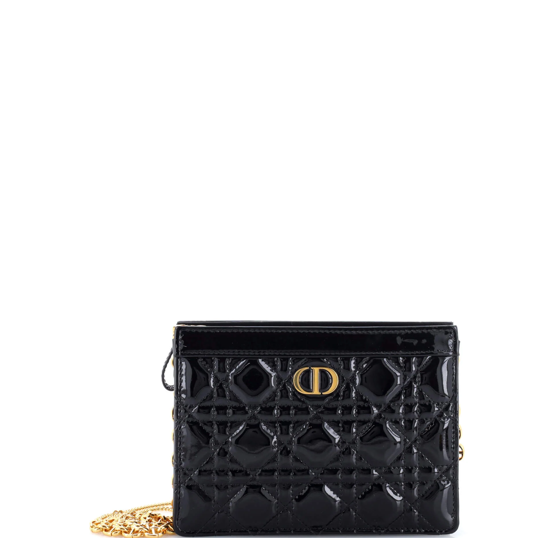 Caro Zipped Pouch With Chain Cannage Quilt Patent