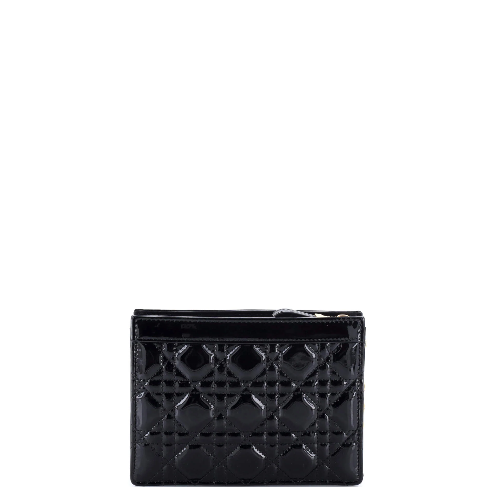 Caro Zipped Pouch With Chain Cannage Quilt Patent - Image 3