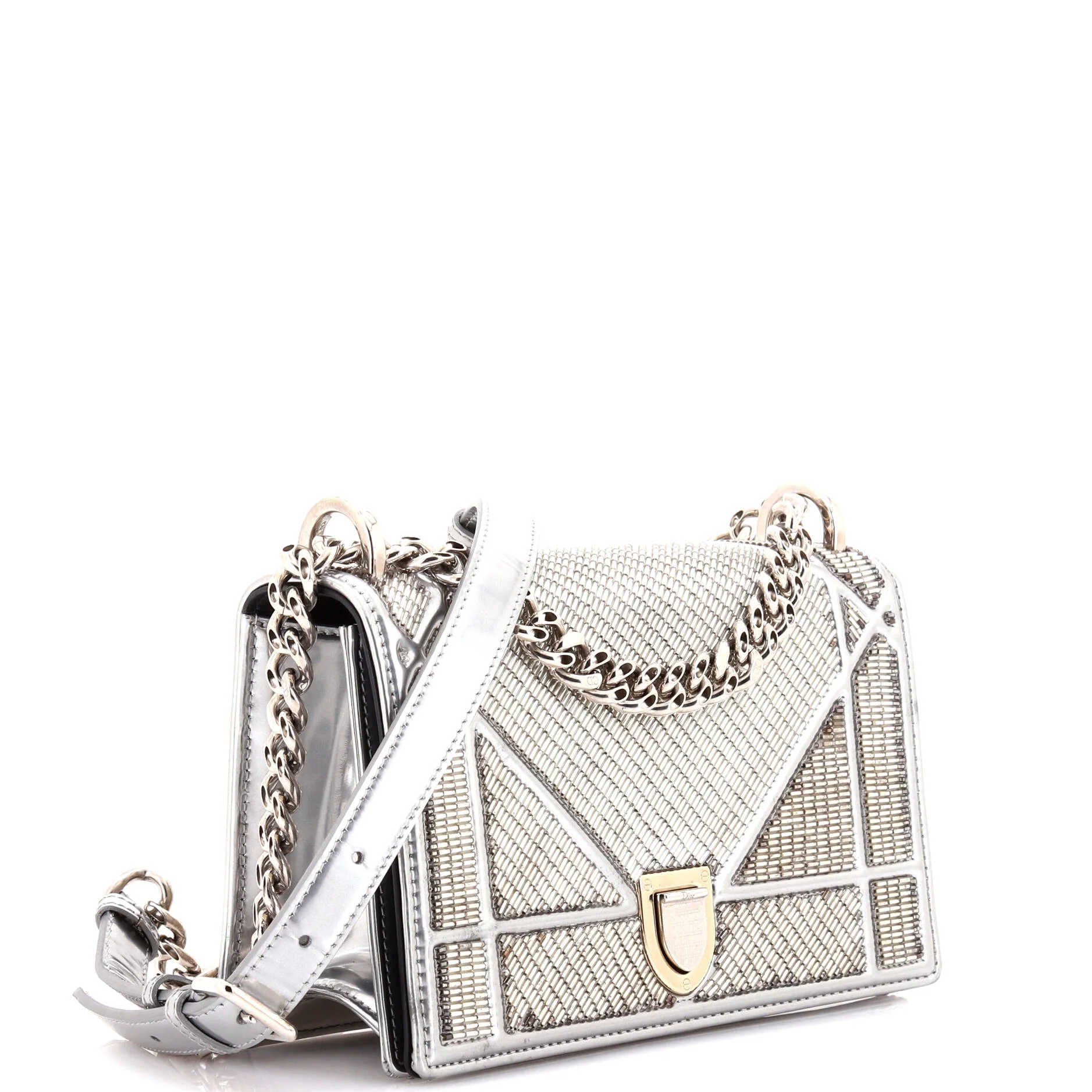 Diorama Flap Bag Beaded Leather Small - Image 2