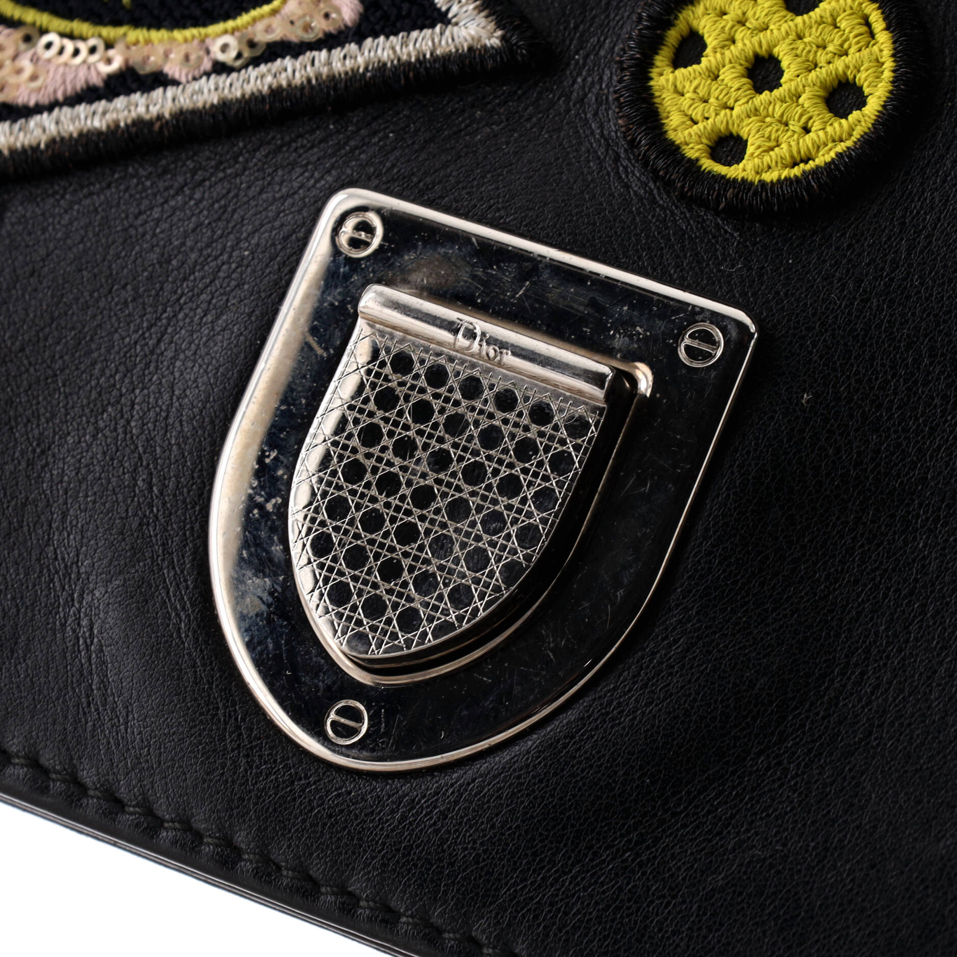 Diorama Flap Bag Patch Embellished Leather Medium - Image 7