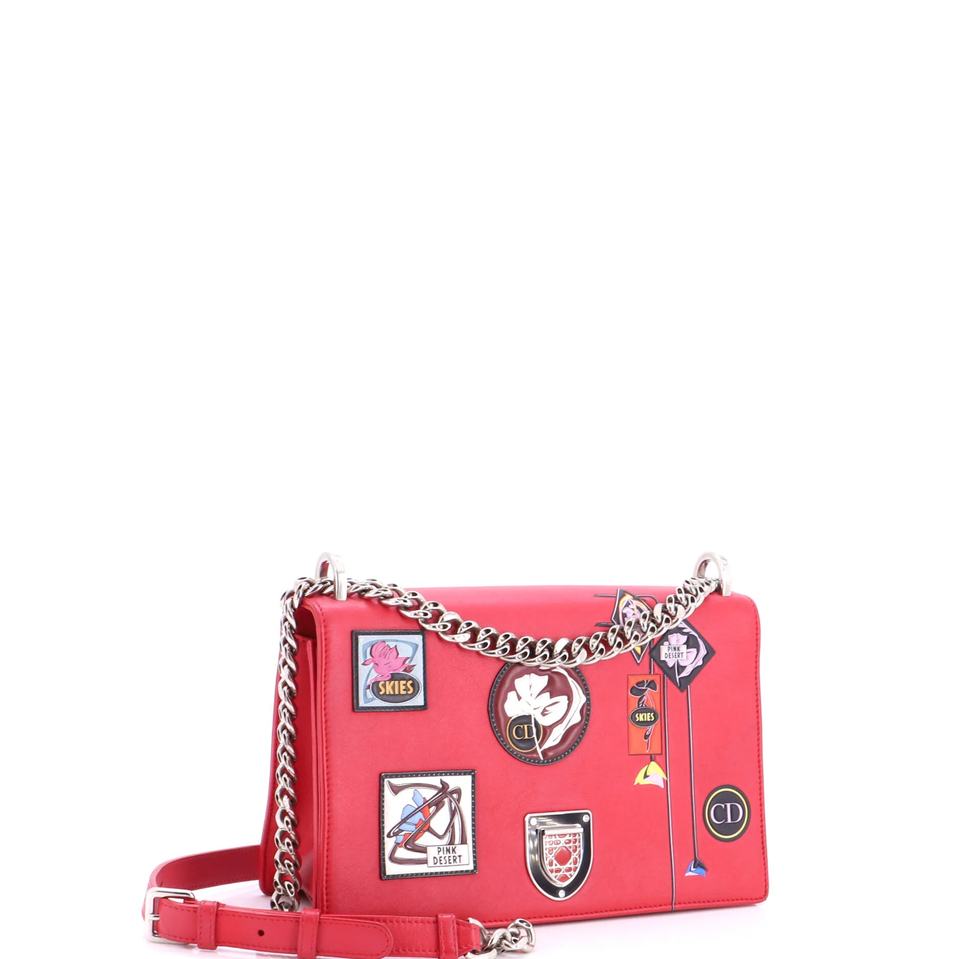 Diorama Flap Bag Patch Embellished Leather Medium - Image 2
