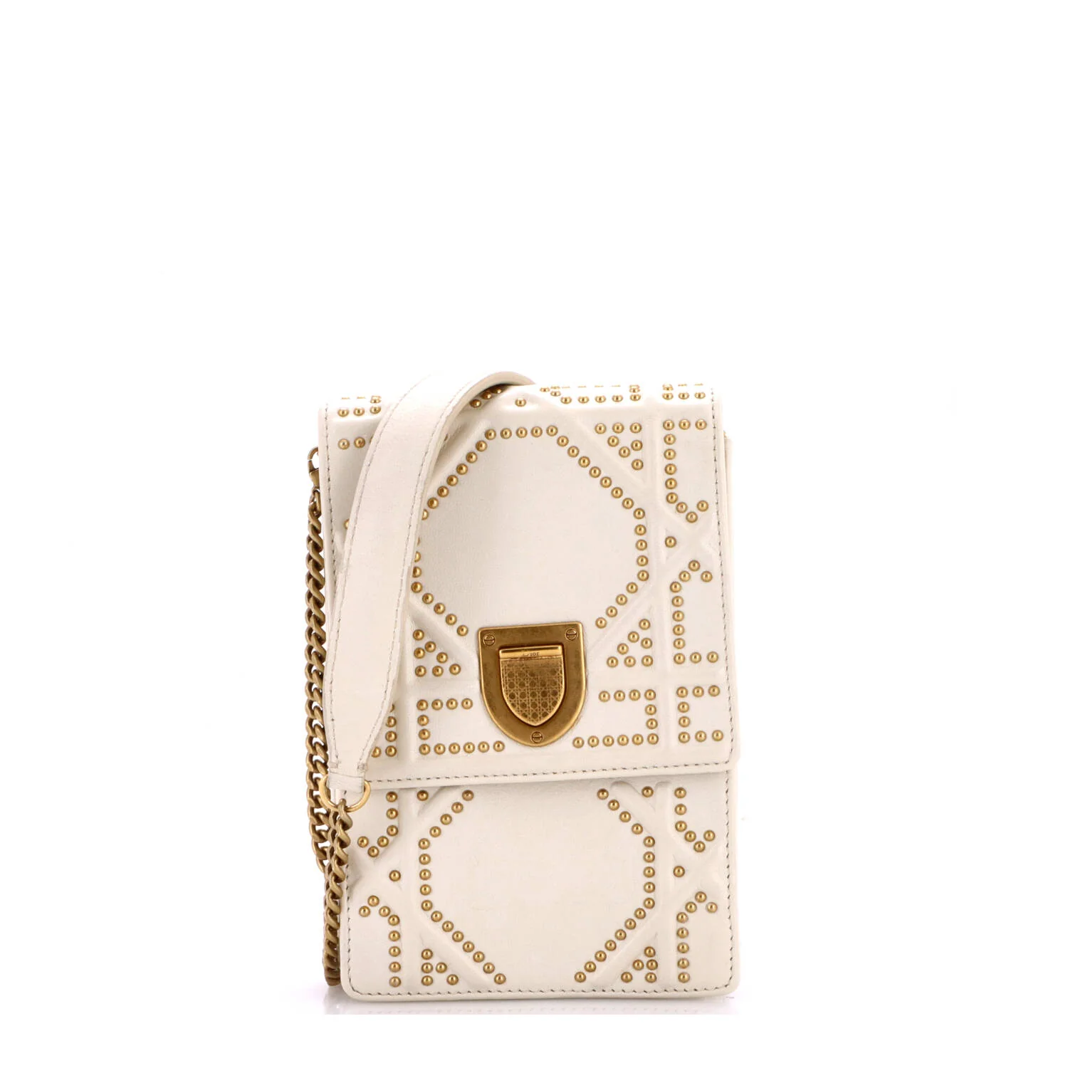 Diorama Vertical Clutch on Chain Studded Leather