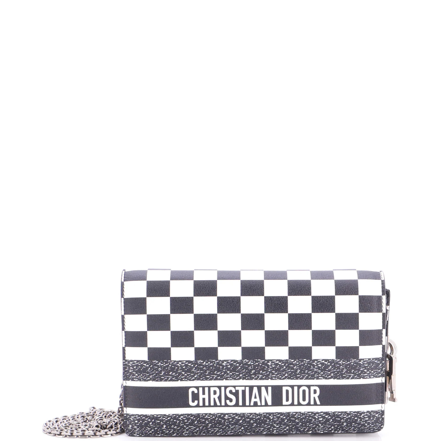 Flap Wallet on Chain Check Print Leather