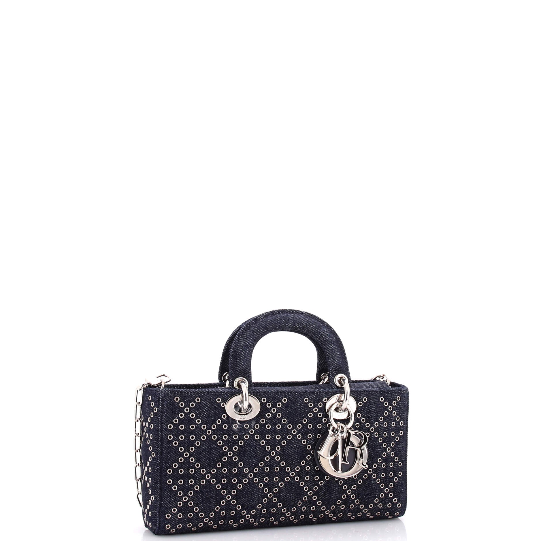 Lady D-Joy Bag Macrocannage Quilt Denim Medium - Image 3