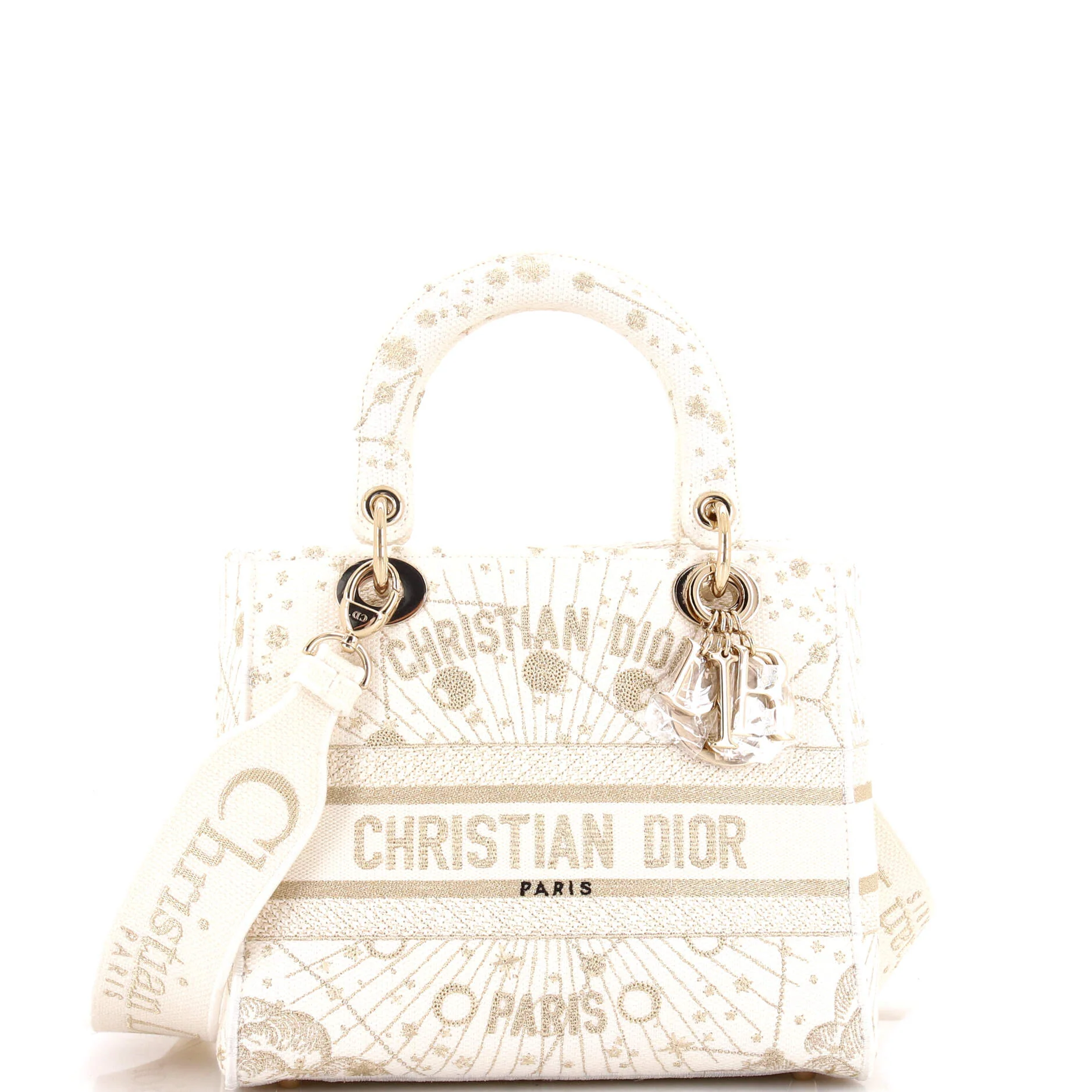 Lady D-Lite Bag Embroidered Canvas Medium