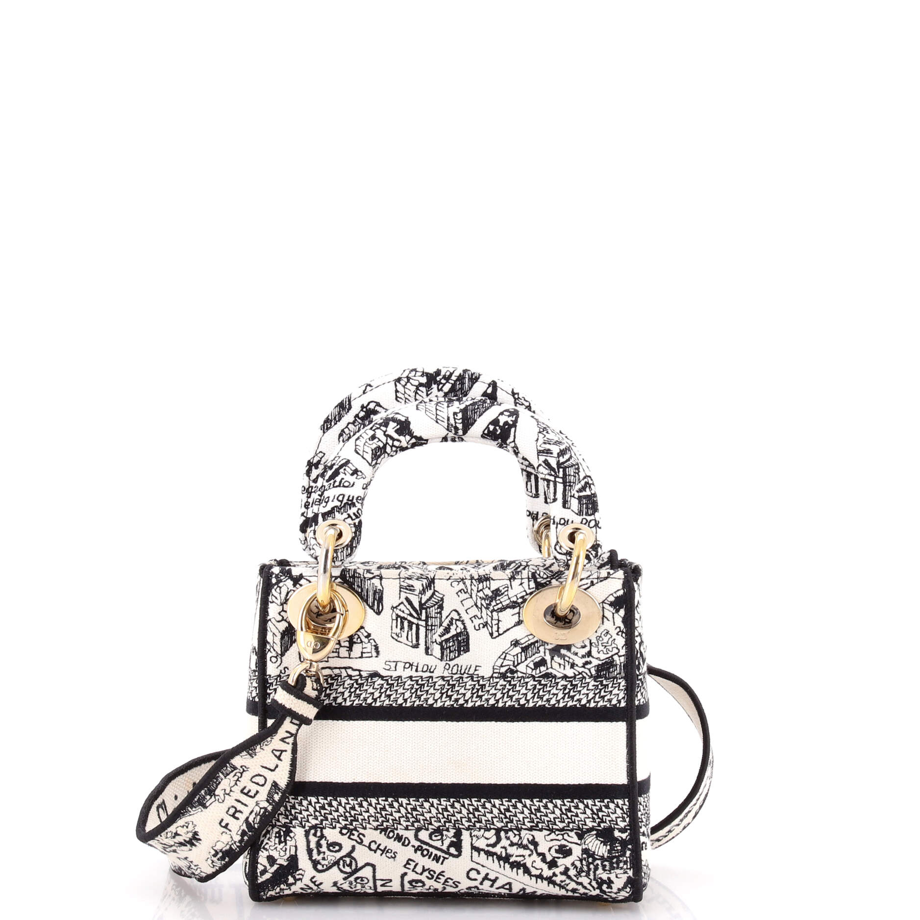 Lady D-Lite Bag Embroidered Canvas Mini - Image 3