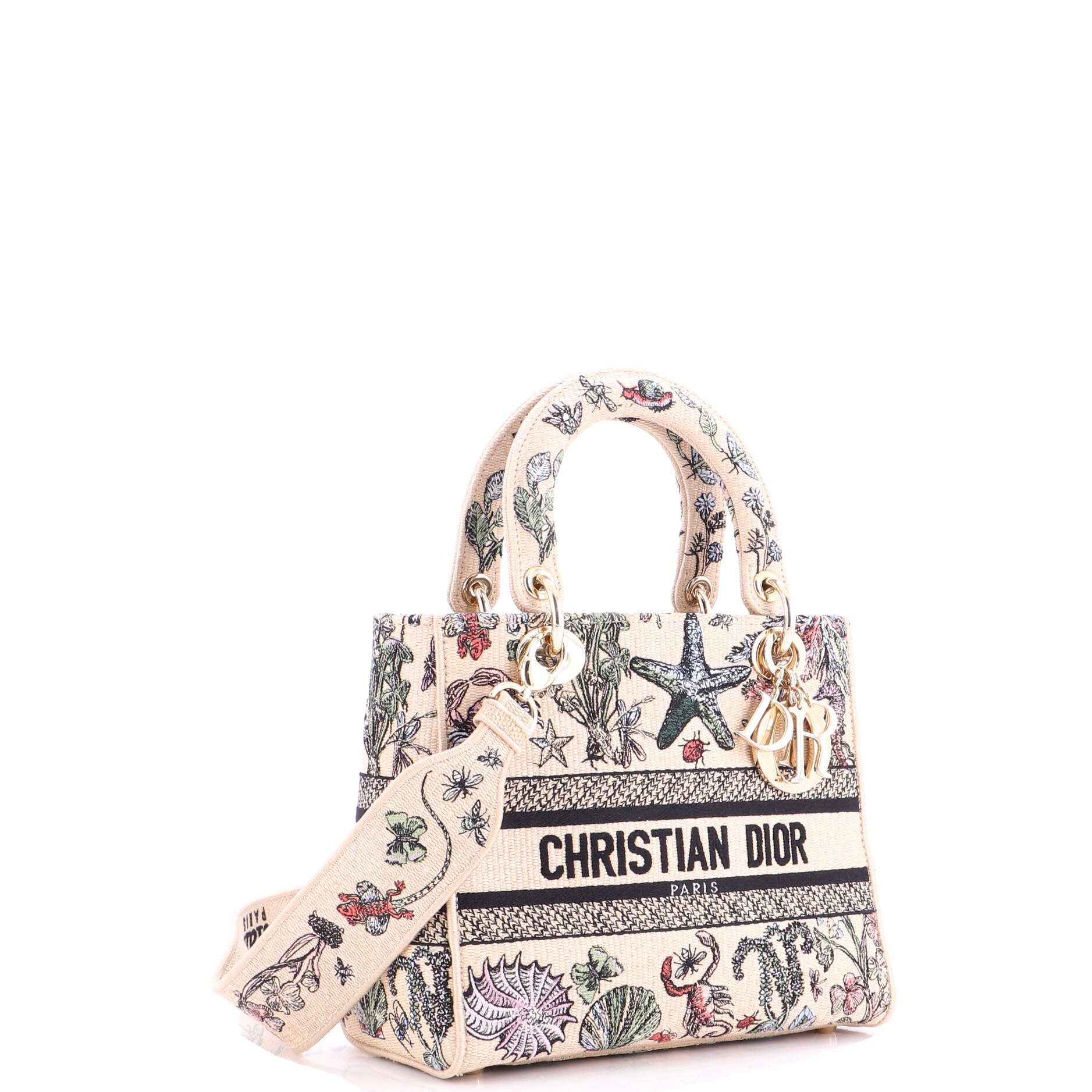 Lady D-Lite Bag Embroidered Raffia Medium - Image 2