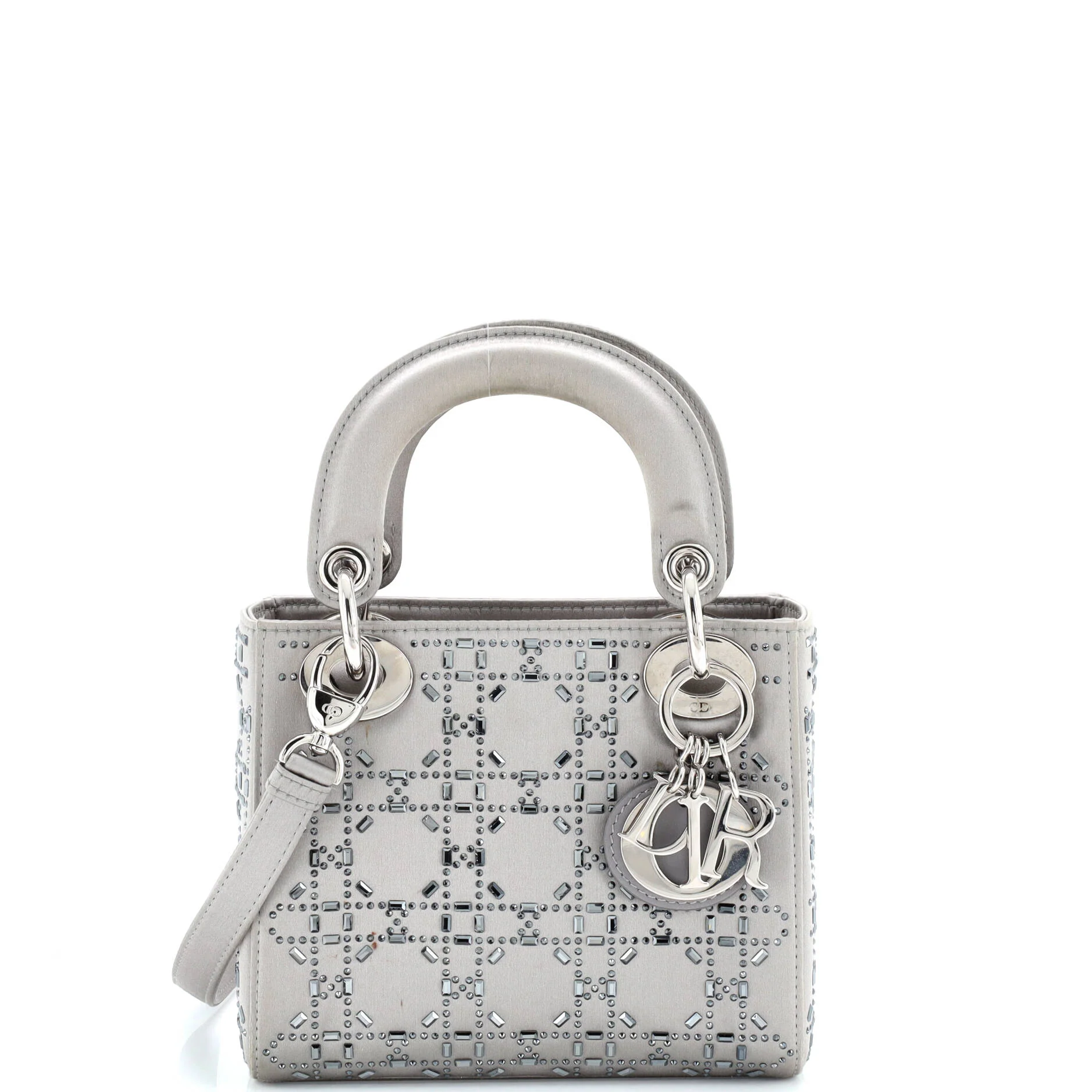 Lady Dior Bag Crystal Embellished Cannage Quilt Satin Mini