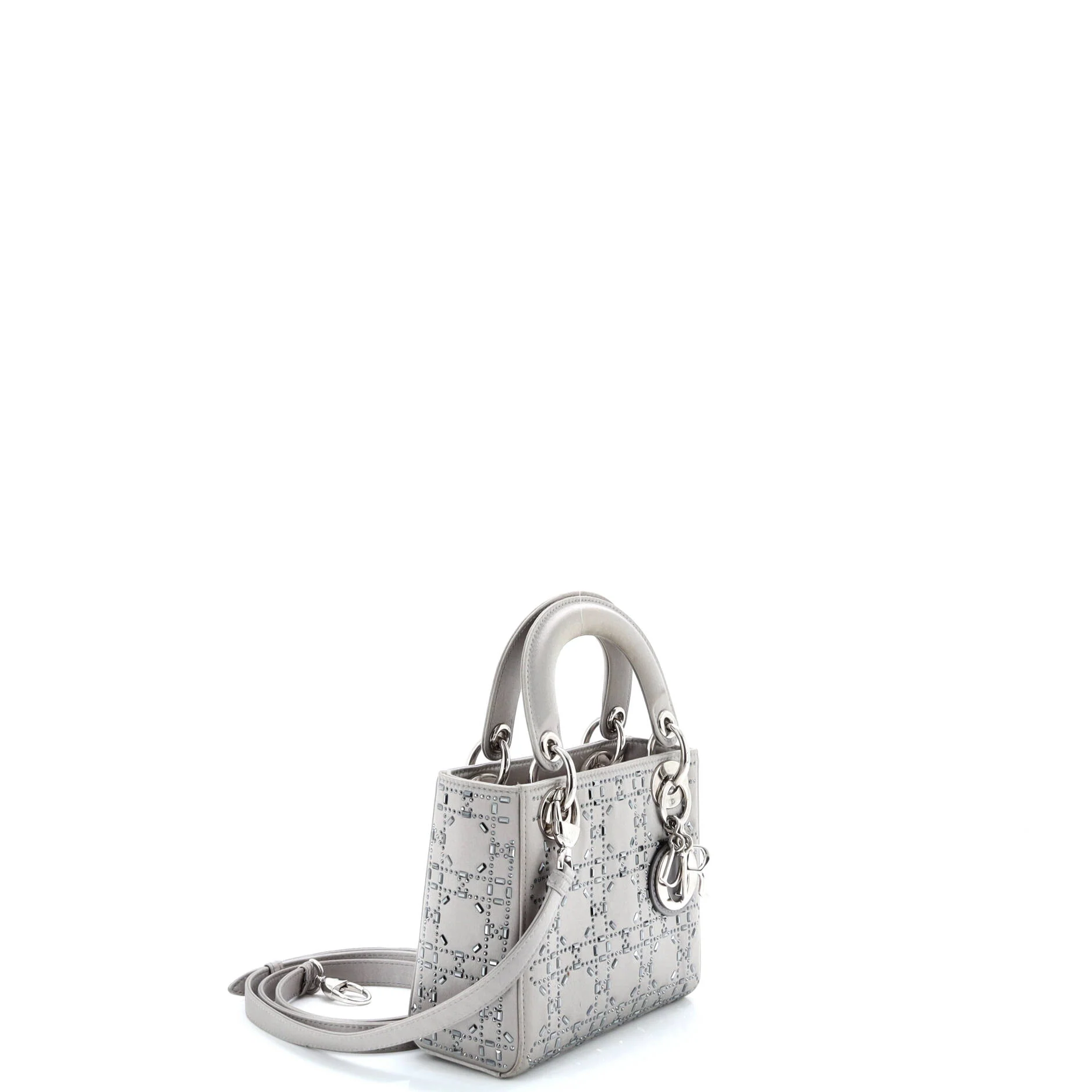 Lady Dior Bag Crystal Embellished Cannage Quilt Satin Mini - Image 2