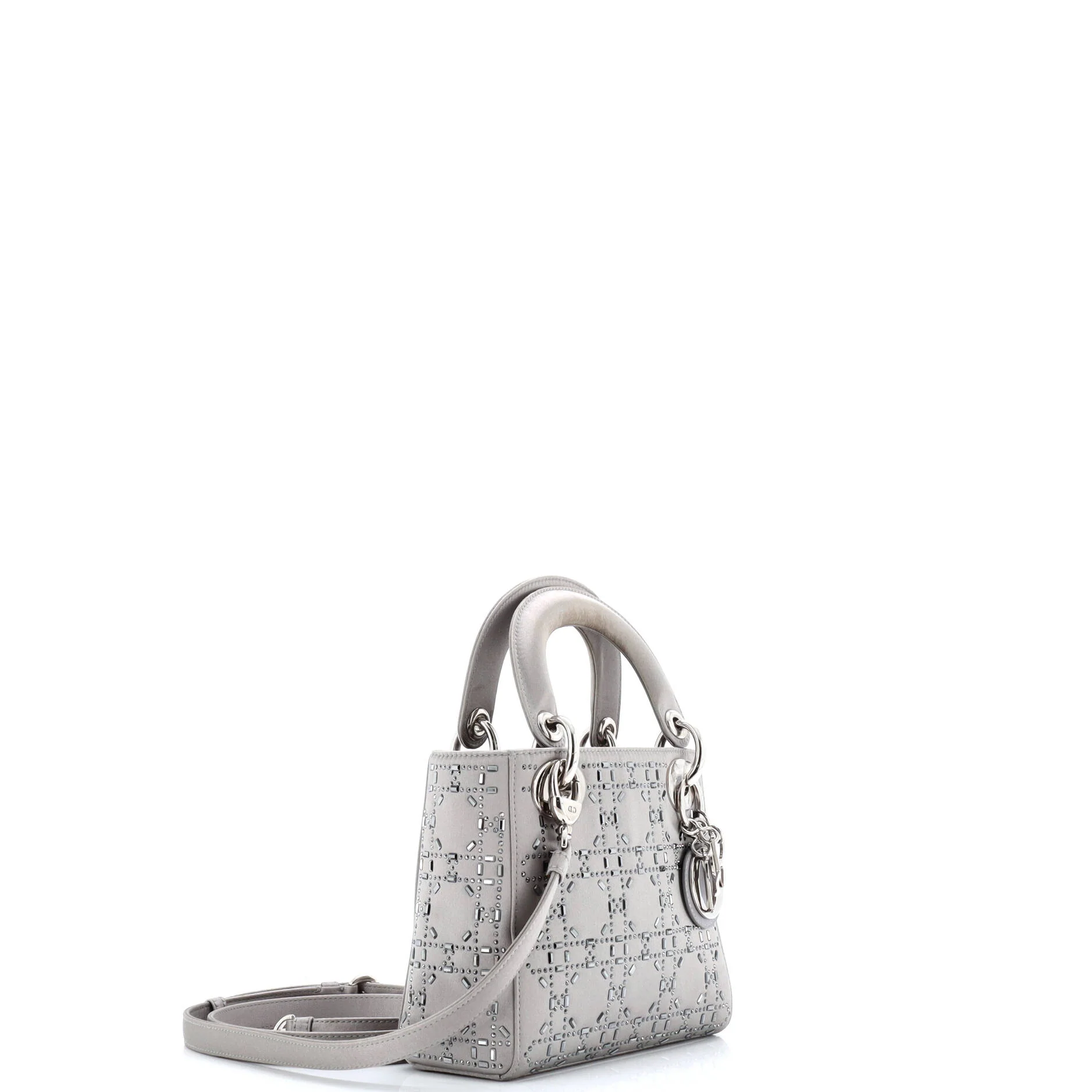 Lady Dior Bag Crystal Embellished Cannage Quilt Satin Mini - Image 2