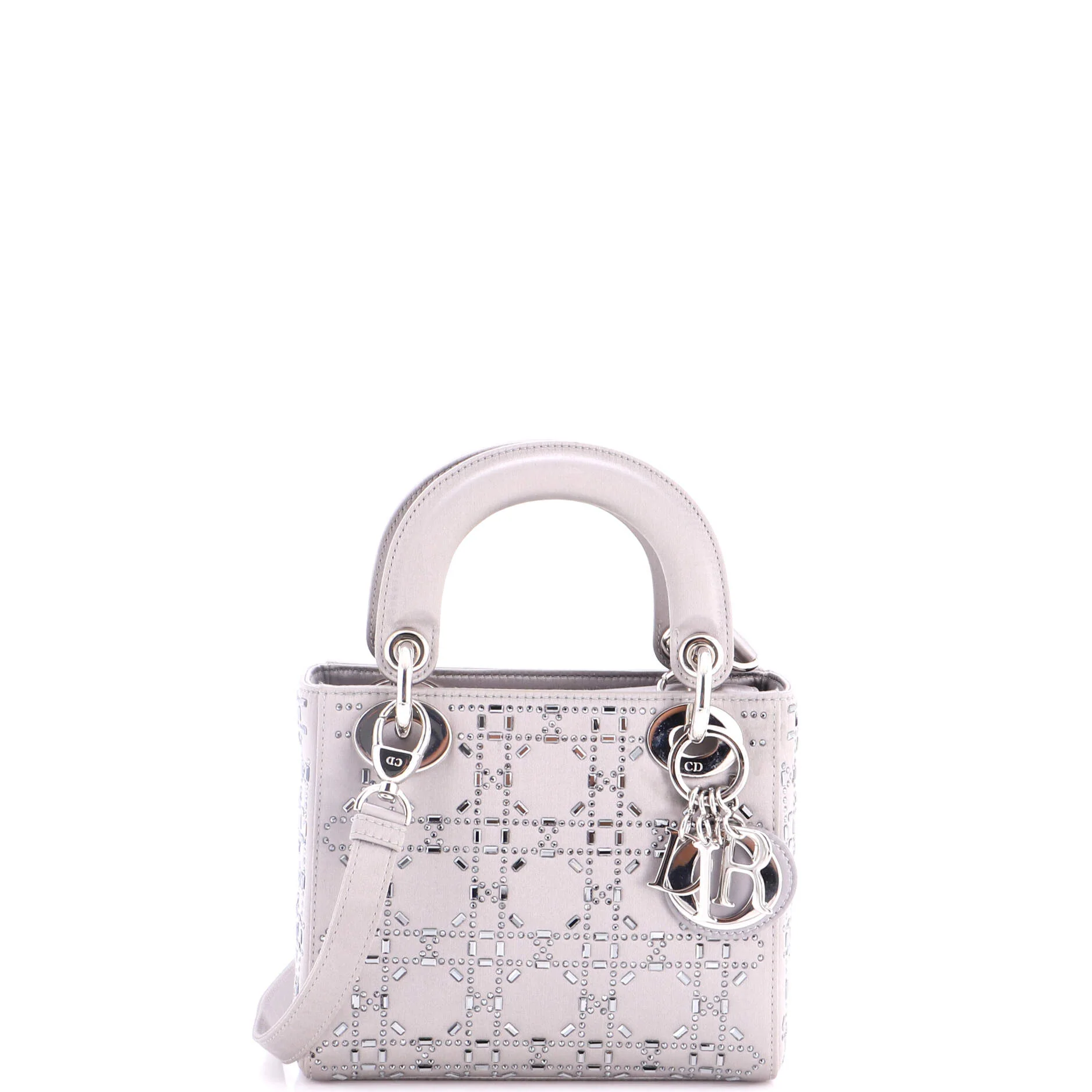 Lady Dior Bag Crystal Embellished Cannage Quilt Satin Mini