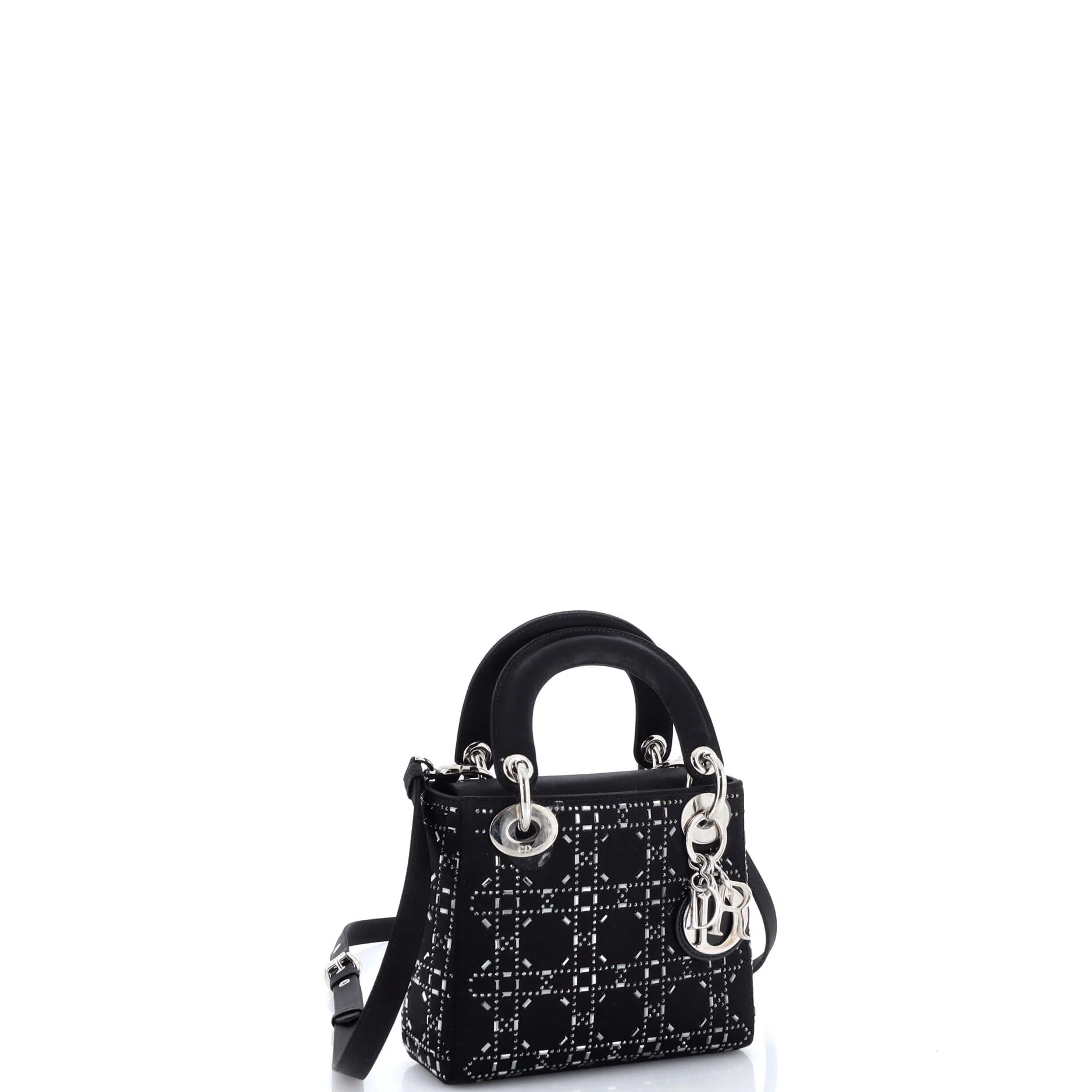 Lady Dior Bag Crystal Embellished Cannage Quilt Satin Mini - Image 2