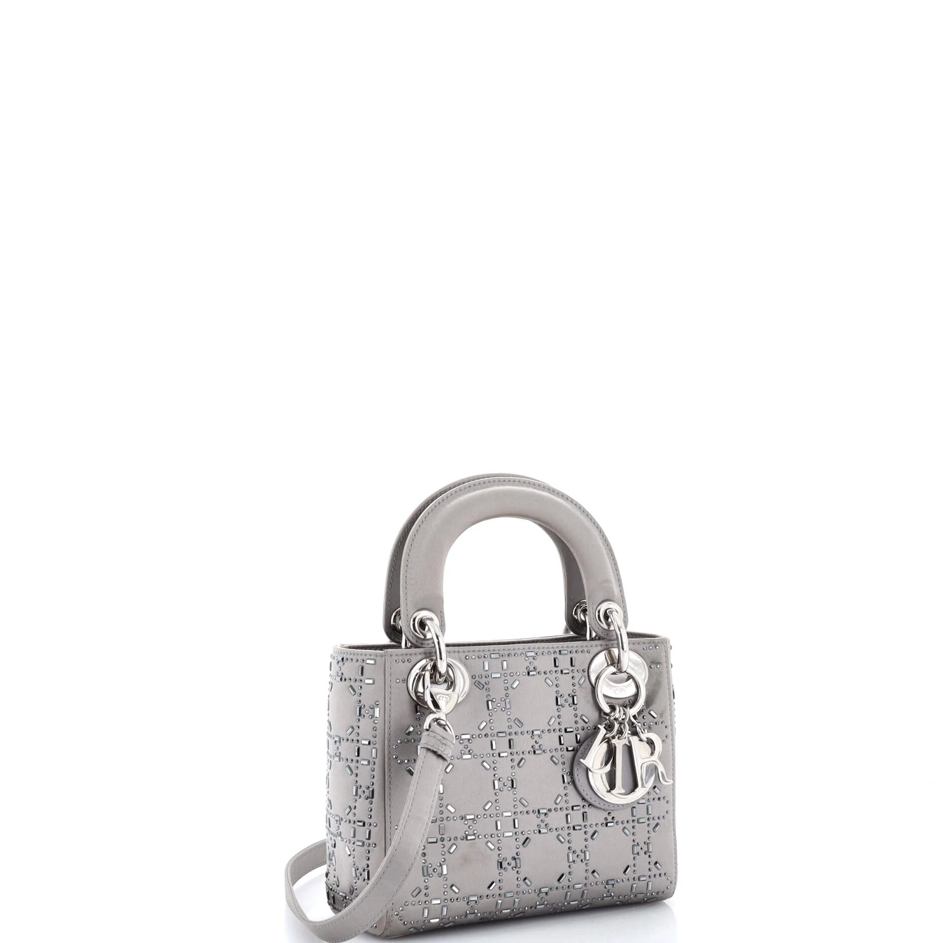 Lady Dior Bag Crystal Embellished Cannage Quilt Satin Mini - Image 2