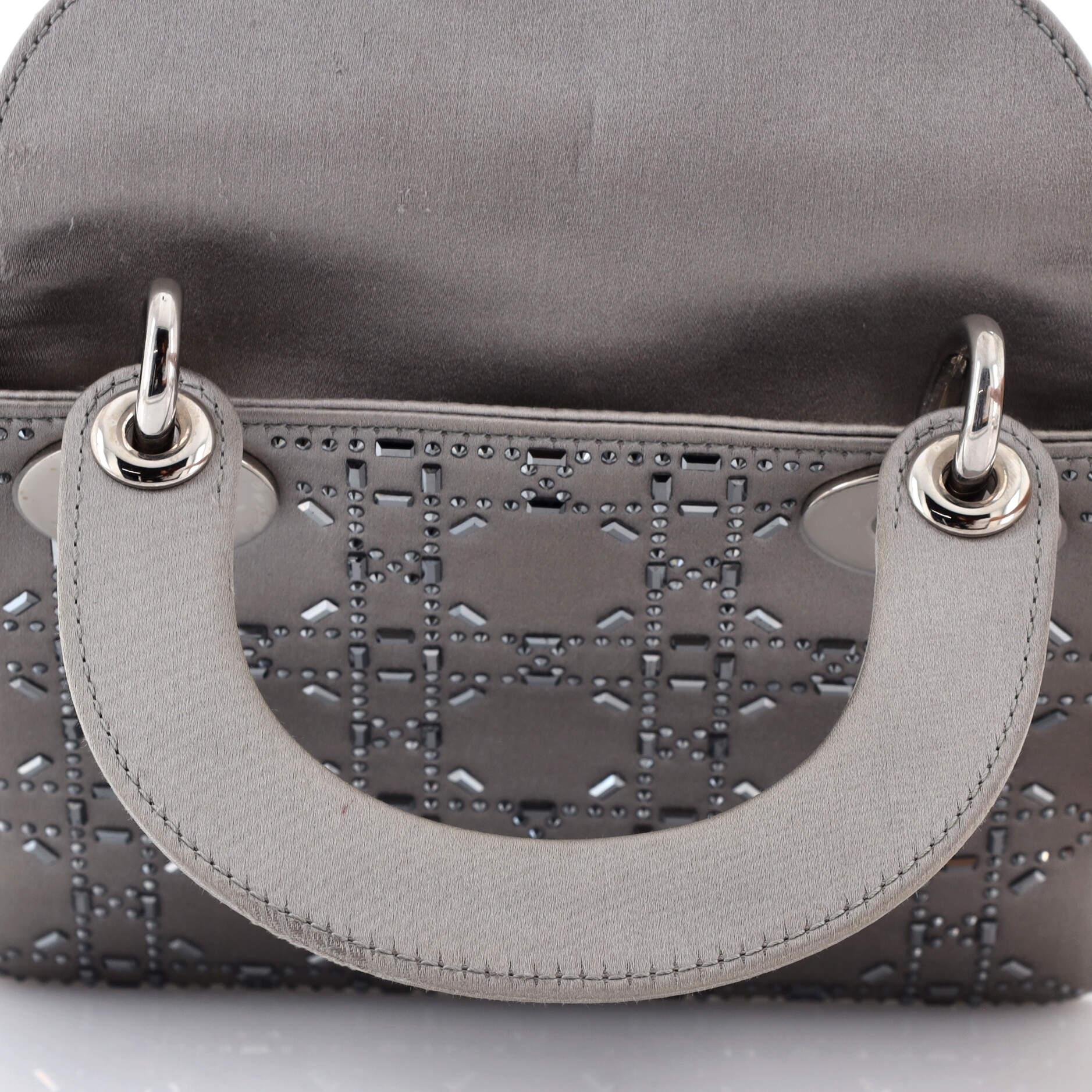 Lady Dior Bag Crystal Embellished Cannage Quilt Satin Mini - Image 7