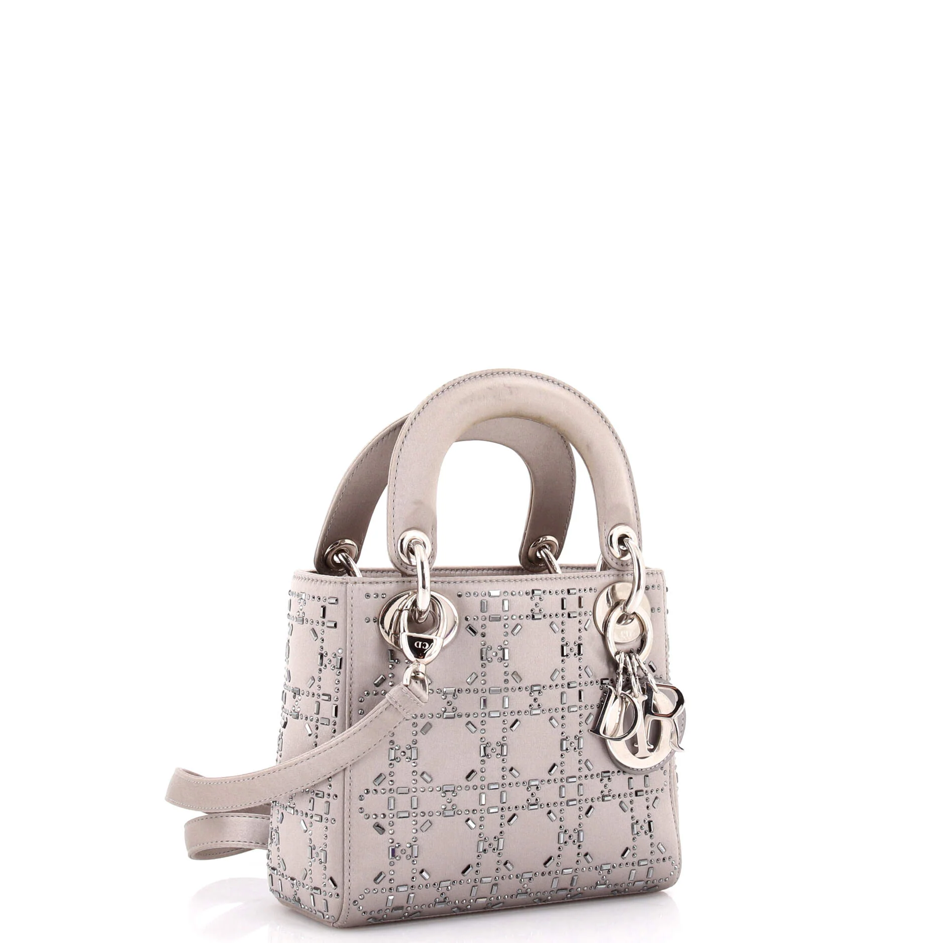 Lady Dior Bag Crystal Embellished Cannage Quilt Satin Mini - Image 2