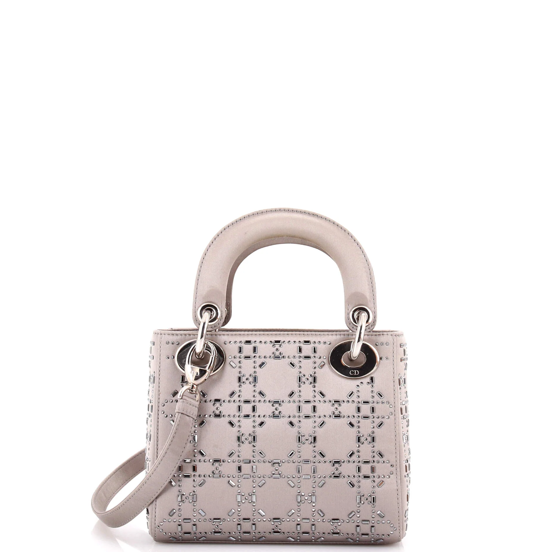 Lady Dior Bag Crystal Embellished Cannage Quilt Satin Mini - Image 3
