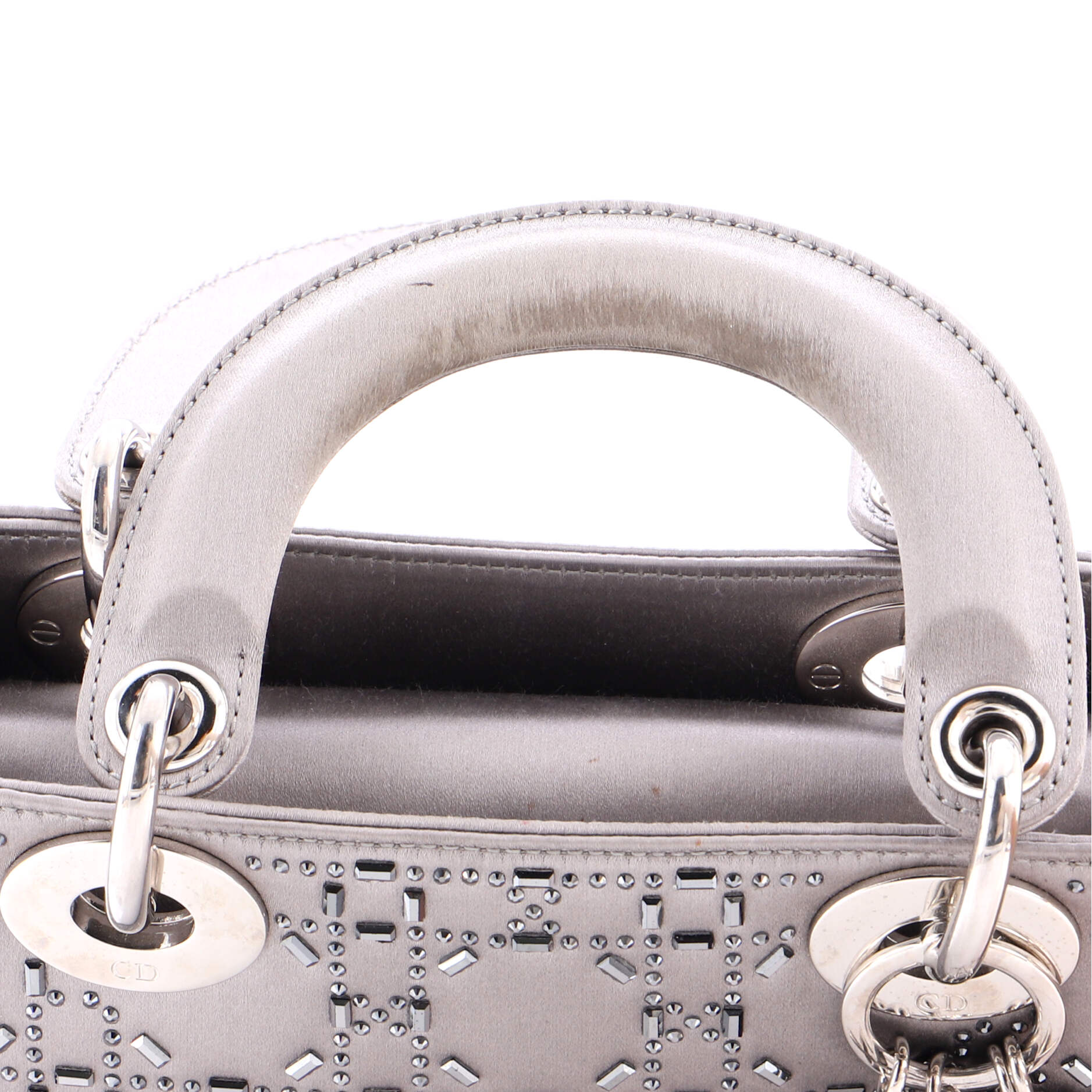 Lady Dior Bag Crystal Embellished Cannage Quilt Satin Mini - Image 6