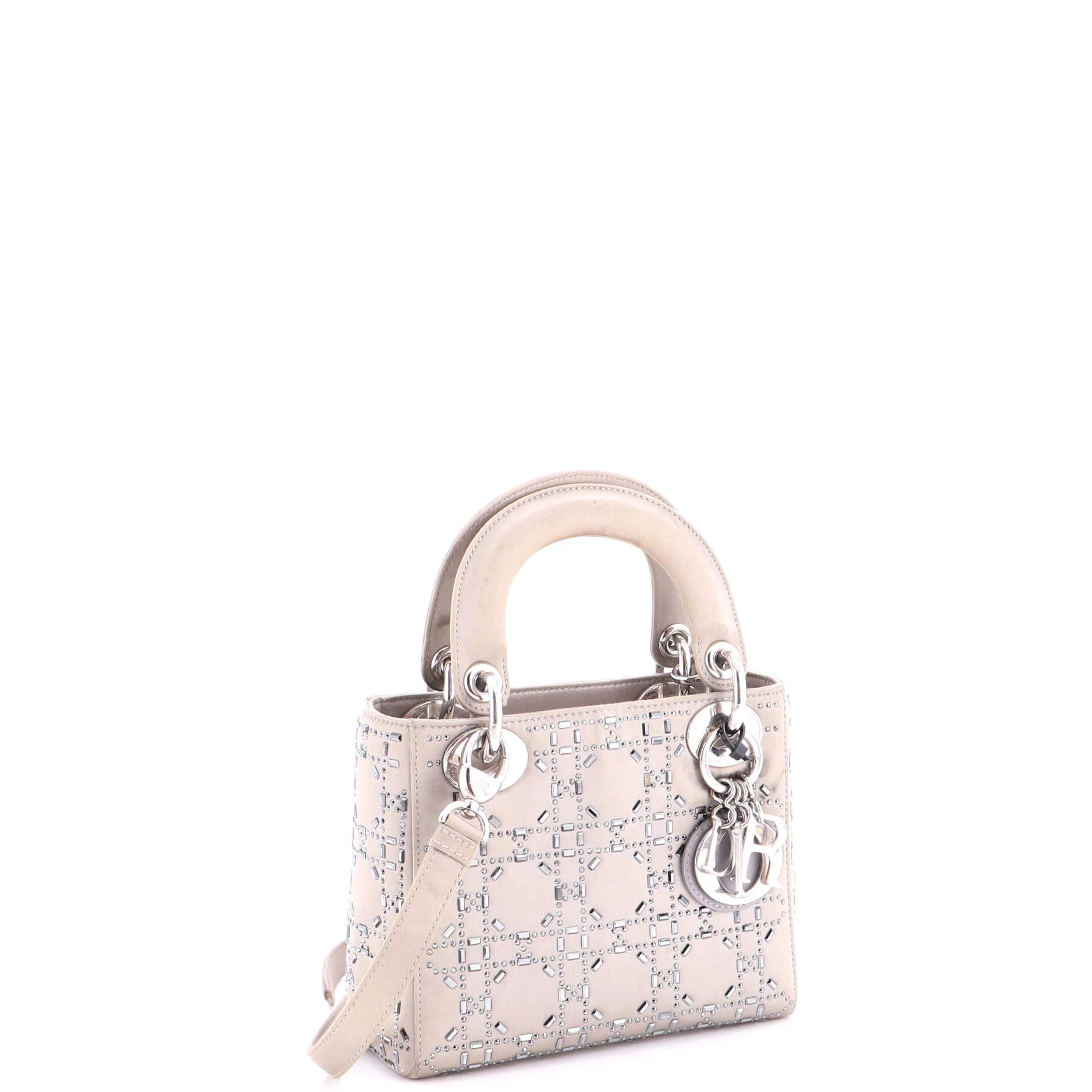 Lady Dior Bag Crystal Embellished Cannage Quilt Satin Mini - Image 2