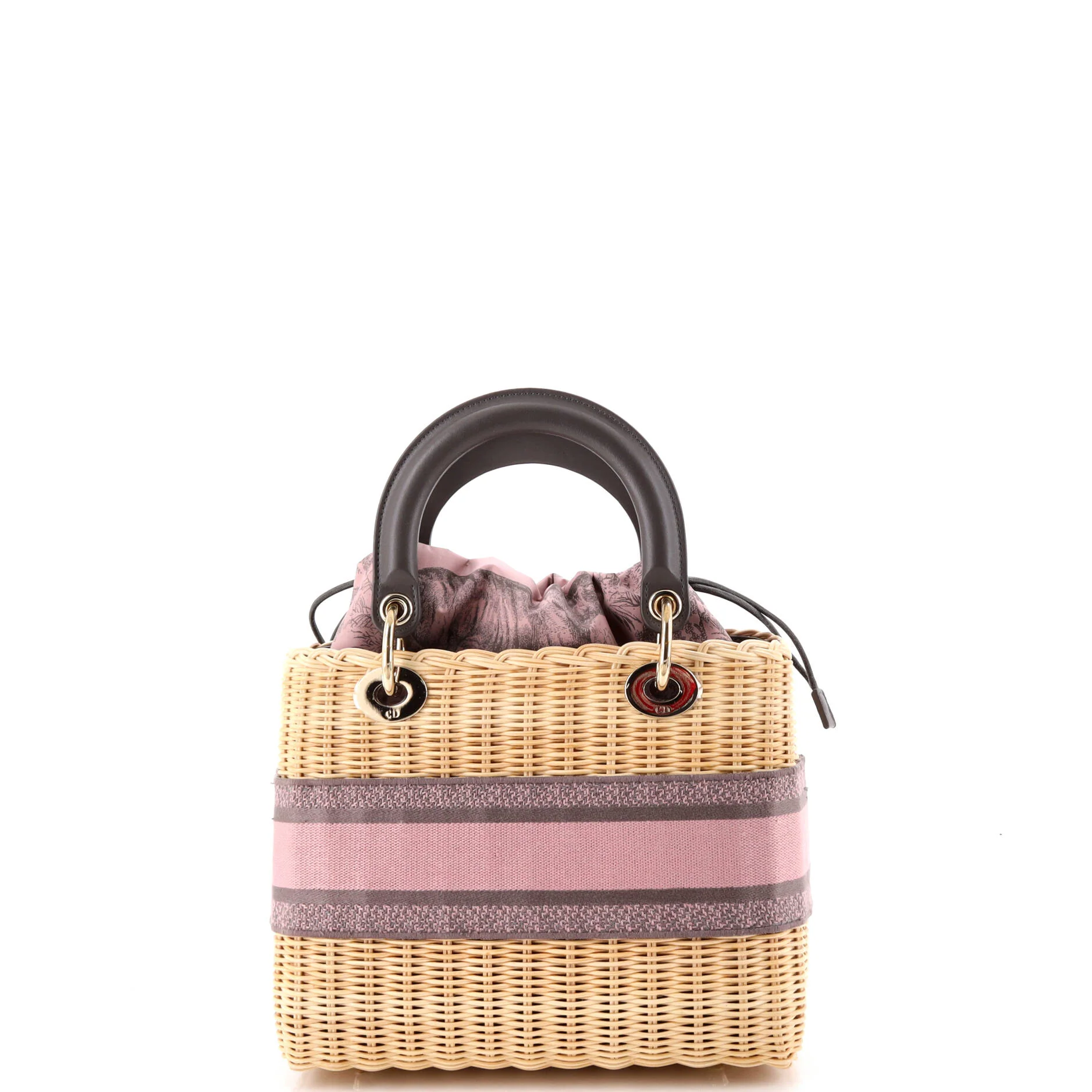 Lady Dior Bag Wicker and Oblique Canvas Medium - Image 3