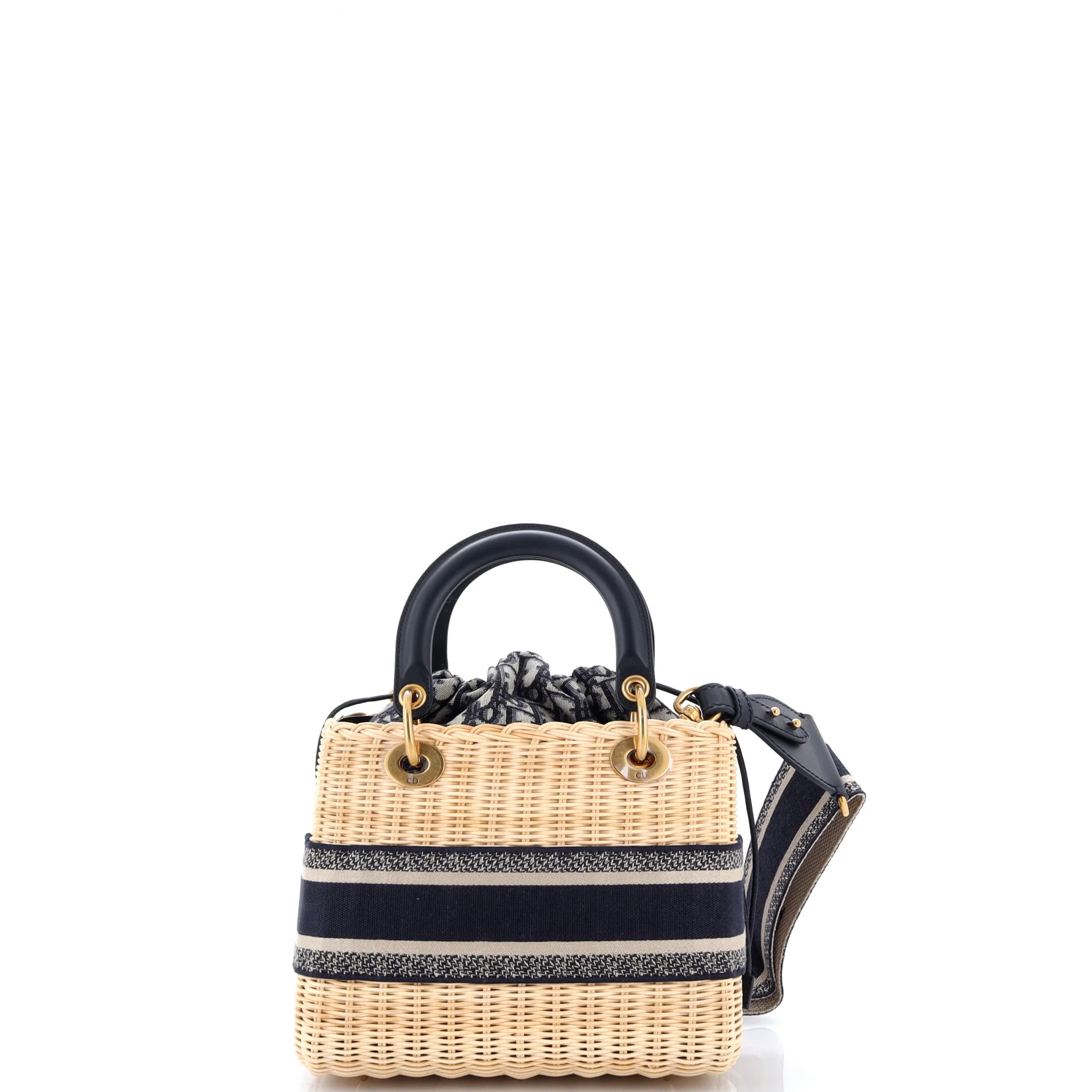 Lady Dior Bag Wicker and Oblique Canvas Medium - Image 4