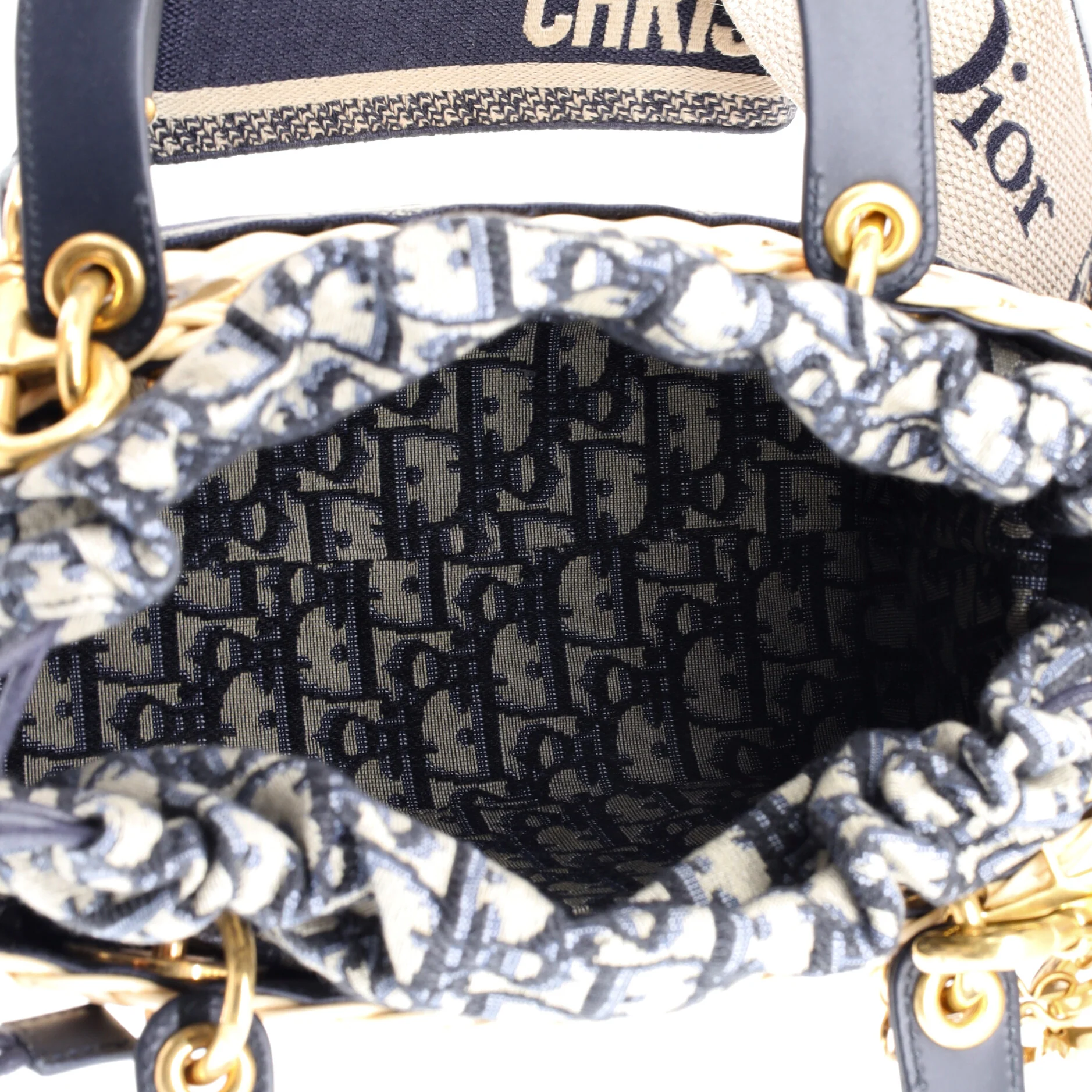 Lady Dior Bag Wicker and Oblique Canvas Medium - Image 6
