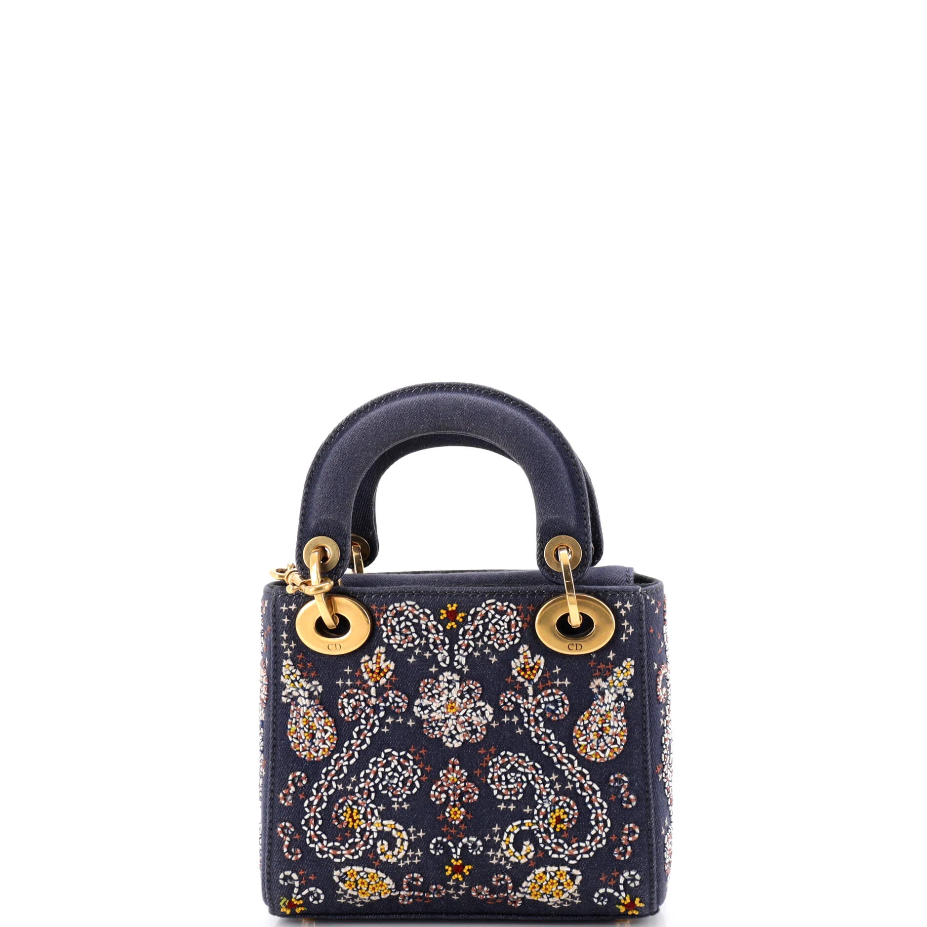 Lady Dior Chain Bag Beaded Denim Mini - Image 3
