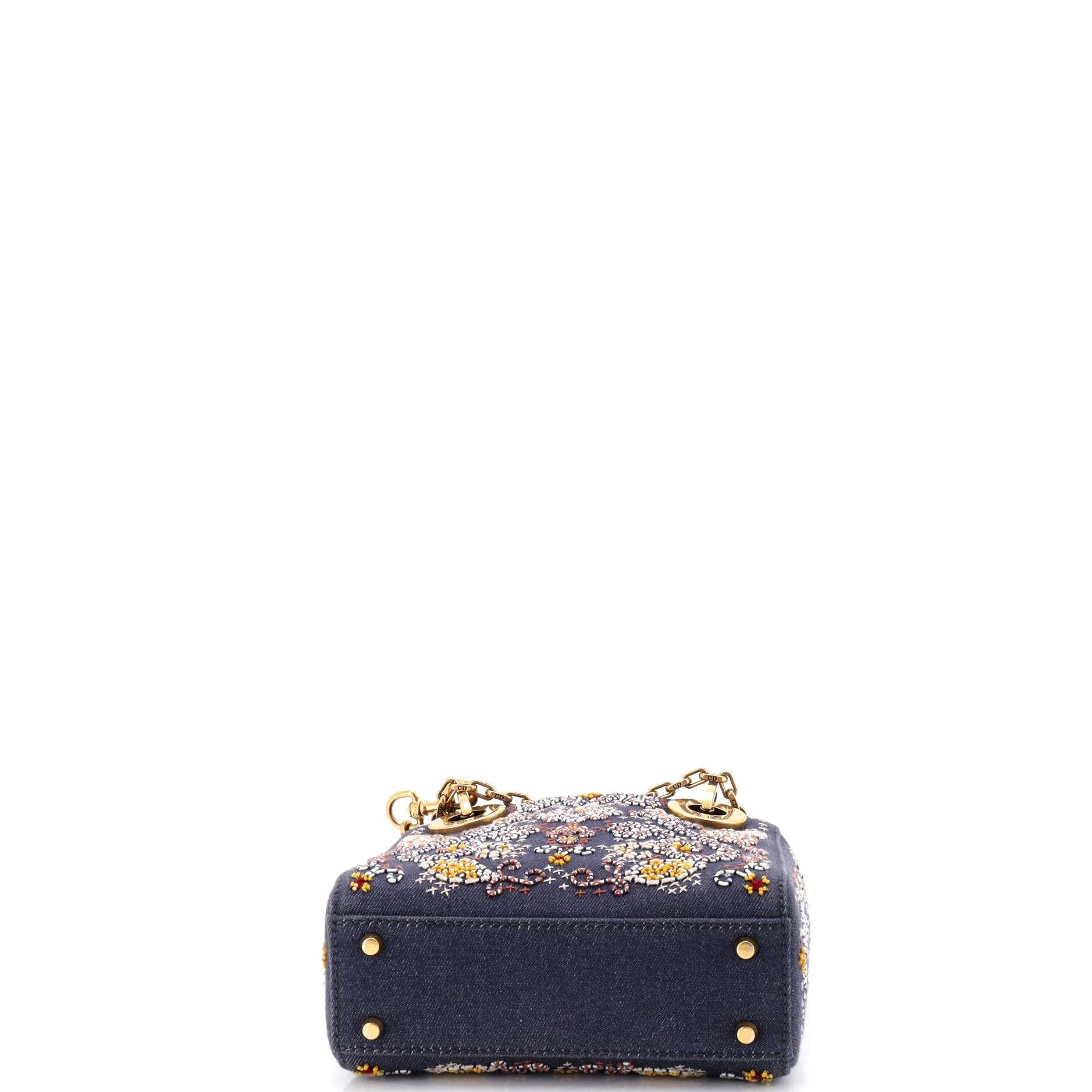 Lady Dior Chain Bag Beaded Denim Mini - Image 4