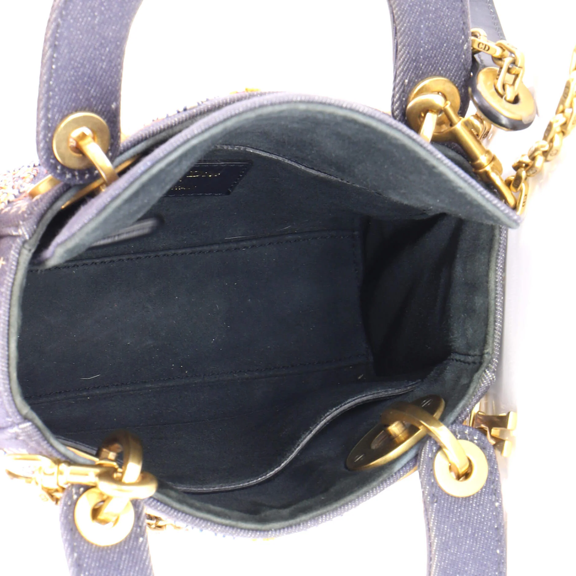 Lady Dior Chain Bag Beaded Denim Mini - Image 5