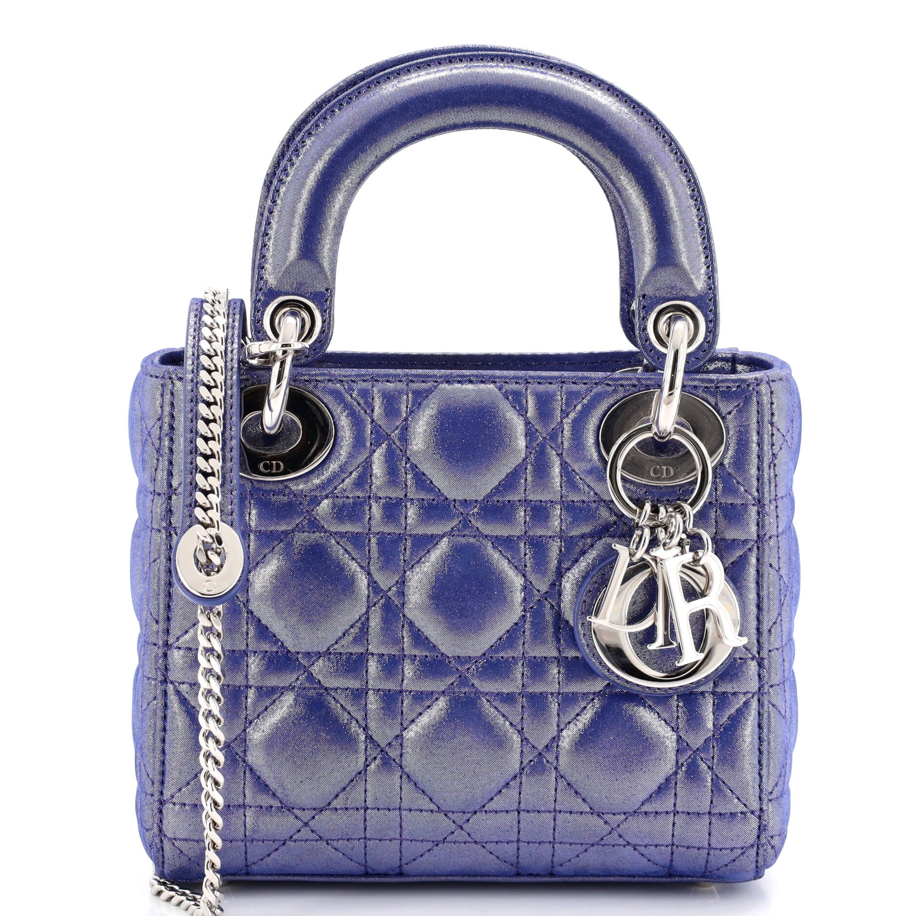 Lady Dior Chain Bag Cannage Quilt Iridescent Leather Mini