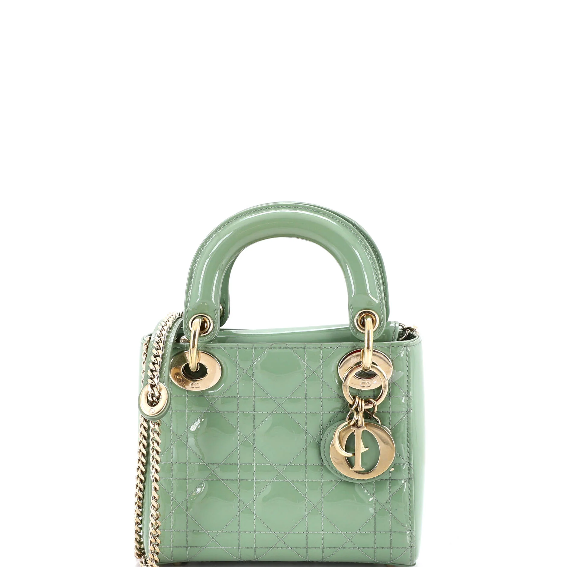 Lady Dior Chain Bag Cannage Quilt Patent Mini