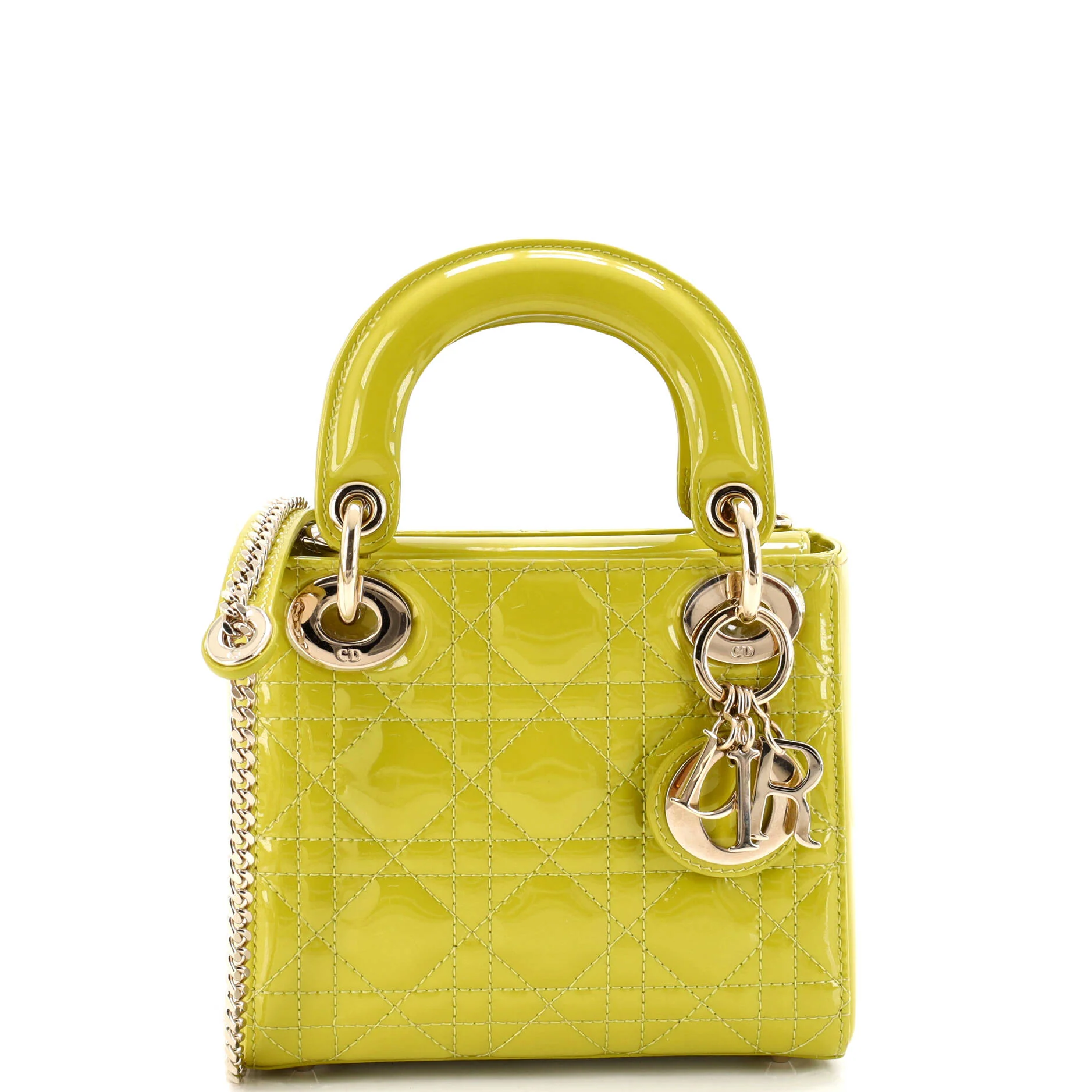 Lady Dior Chain Bag Cannage Quilt Patent Mini
