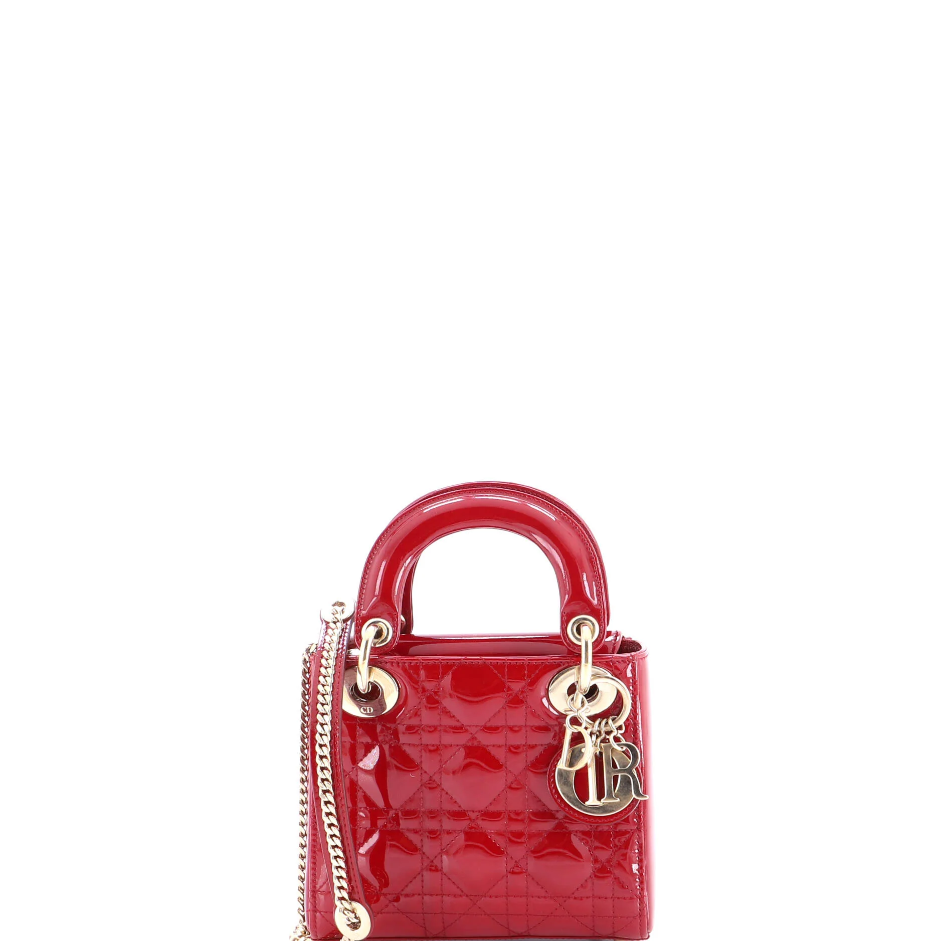 Lady Dior Chain Bag Cannage Quilt Patent Mini